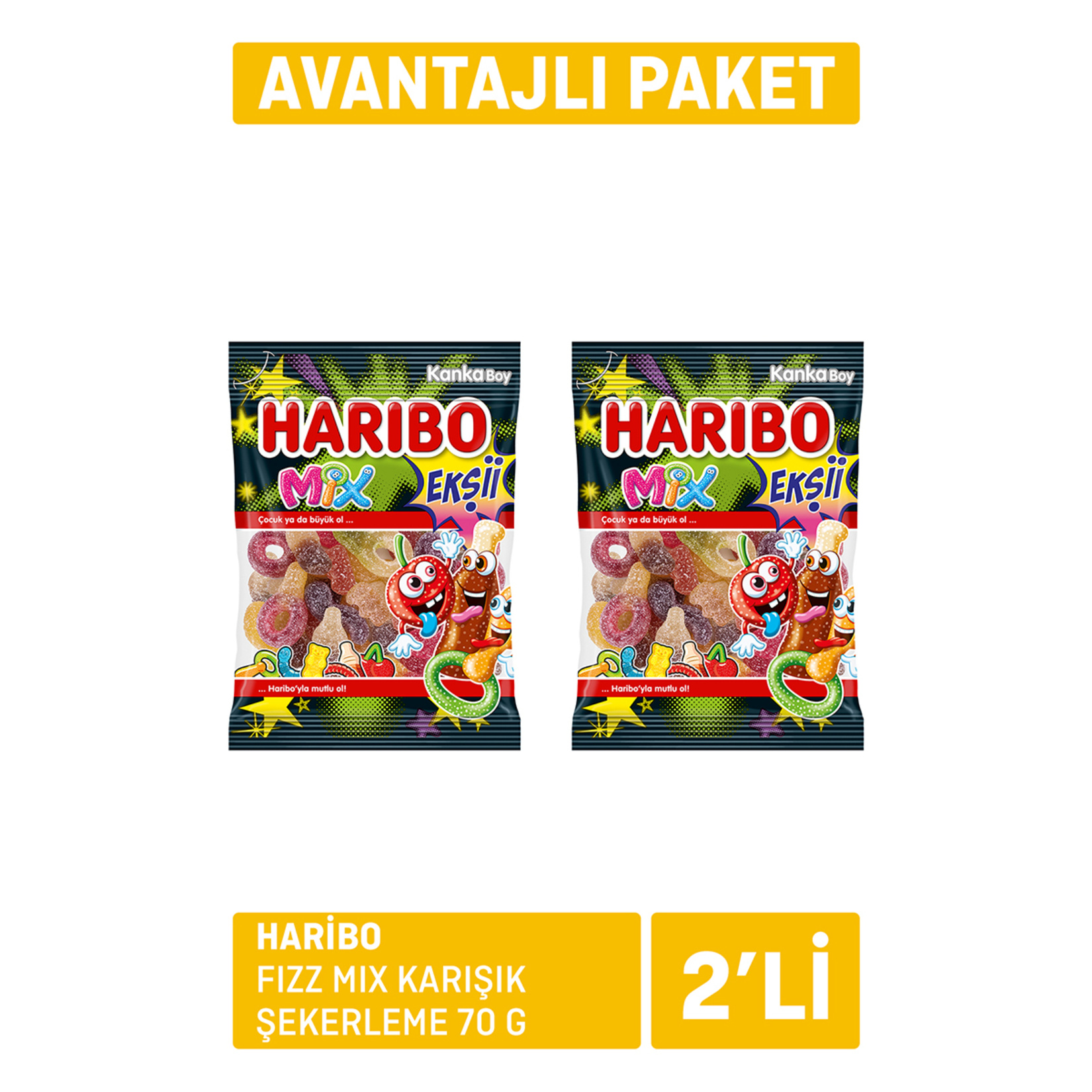 Haribo Fizz Mix Karışık Şekerleme 2 x 70 G