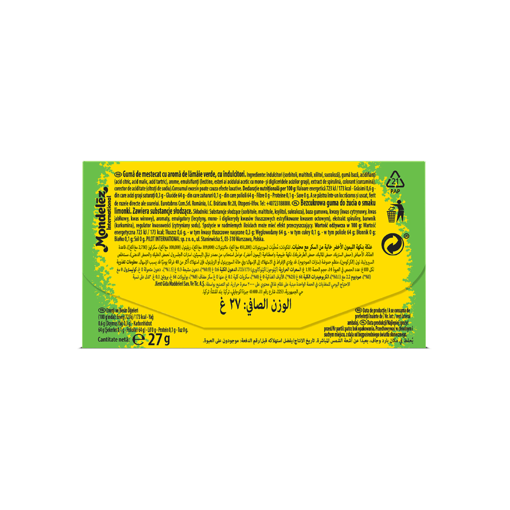 First Sour Patch Lime Şekersiz Sakız 27 G - Görsel 2