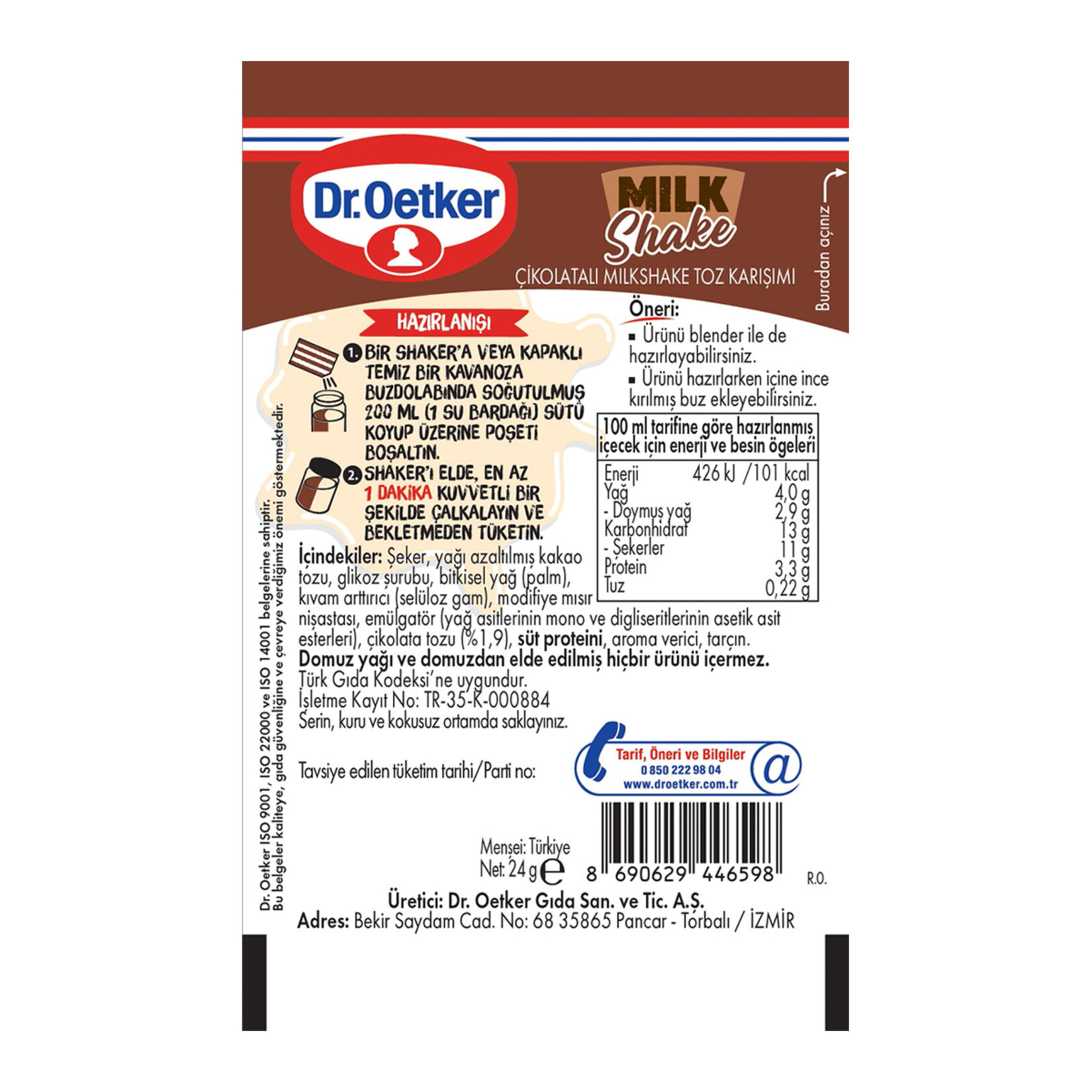 Dr.Oetker Milkshake Çikolatalı 24 G - Görsel 2