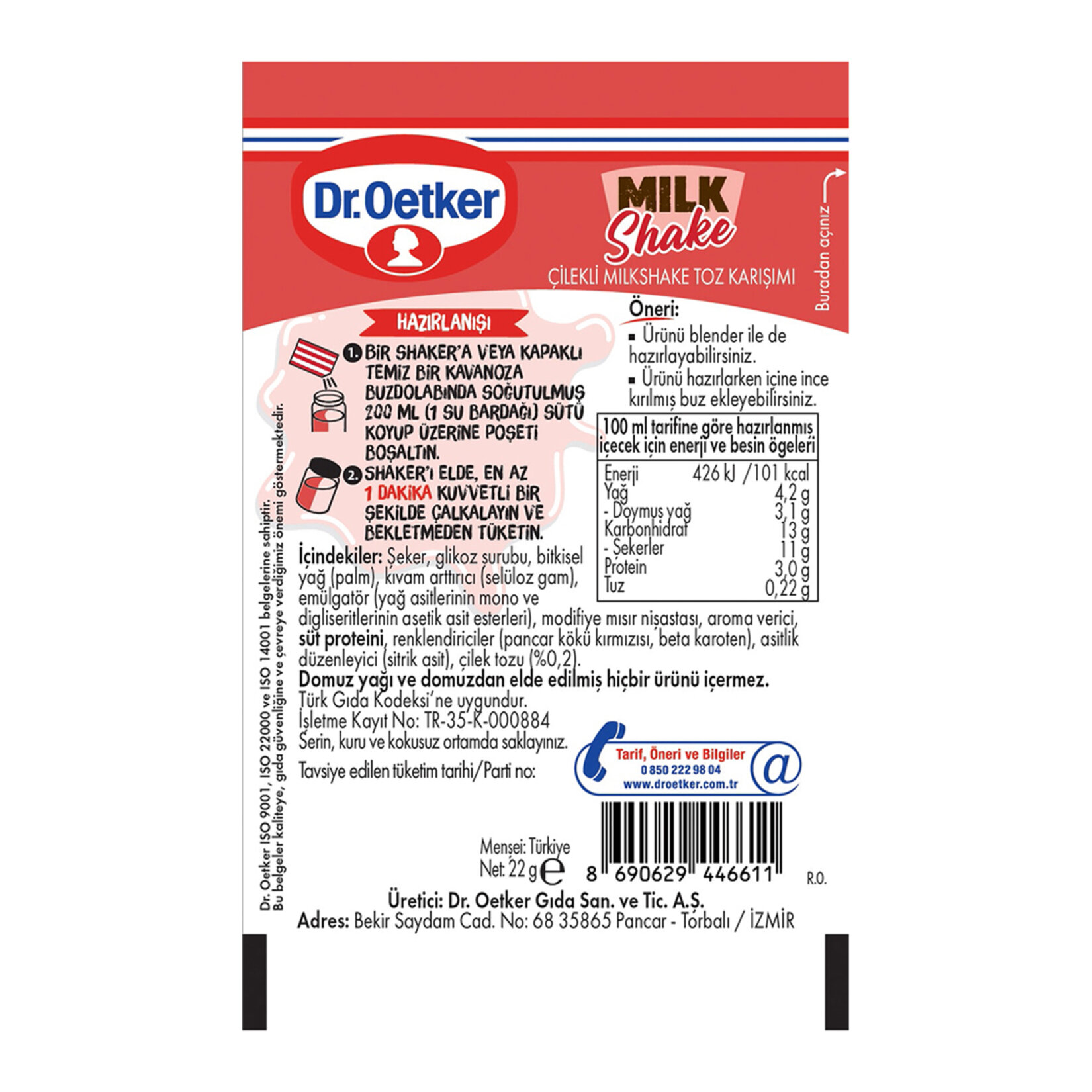Dr.Oetker Milkshake Toz Karışımı Çilekli 22 G - Görsel 2