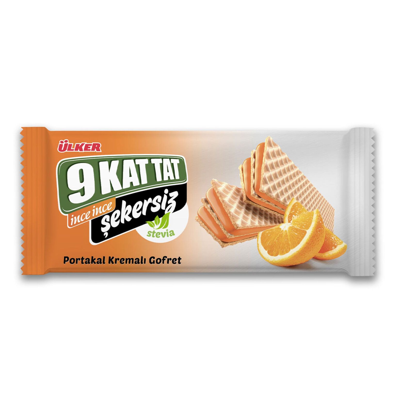 Ülker 9 Kat Tat İnce Portakal Kremalı Şekersiz Gofret 118 G