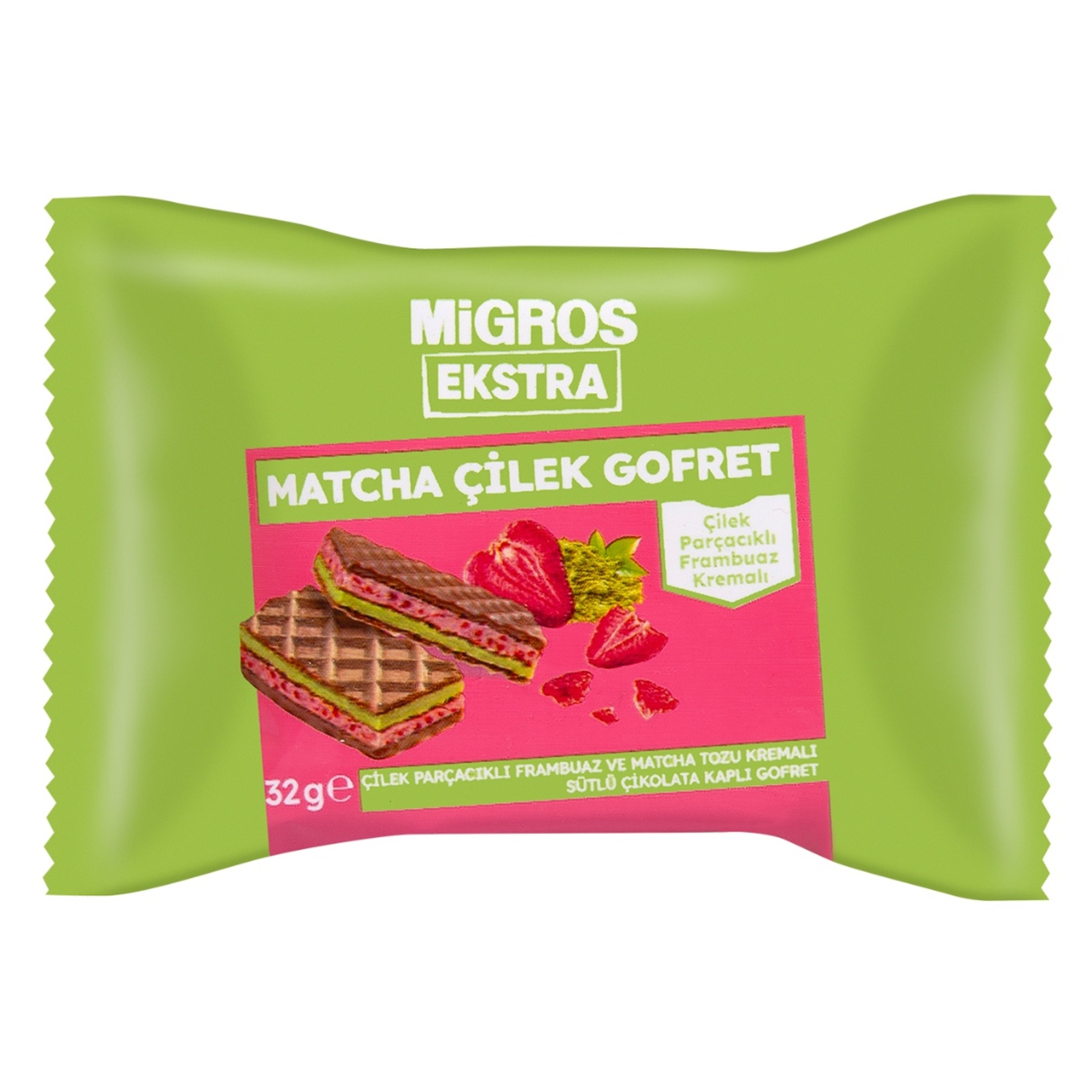 Migros Ekstra Çilekli Matchalı Gofret 32 G