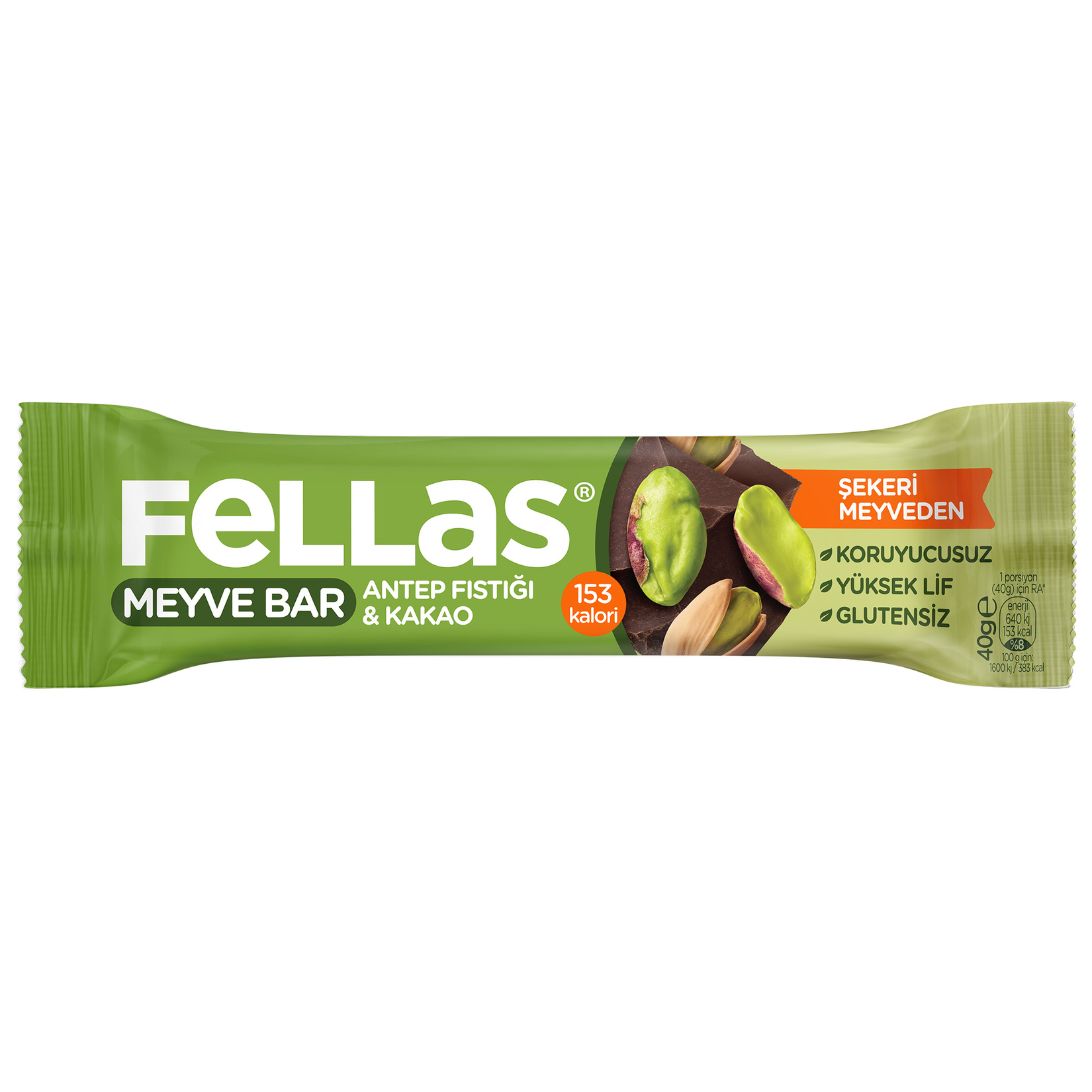 Fellas Antep Fıstıklı ve Kakaolu Meyve Barı 40 G - Görsel 1