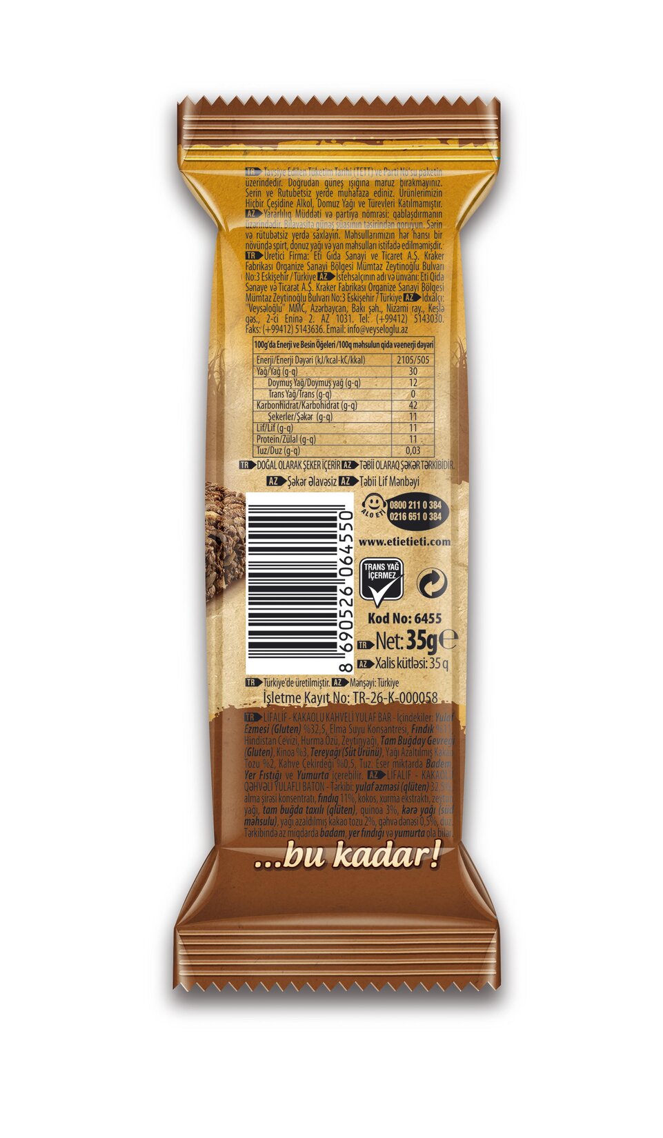 Eti Lifalif Kakao Kahveli Yulaf Bar 35 g - Görsel 2