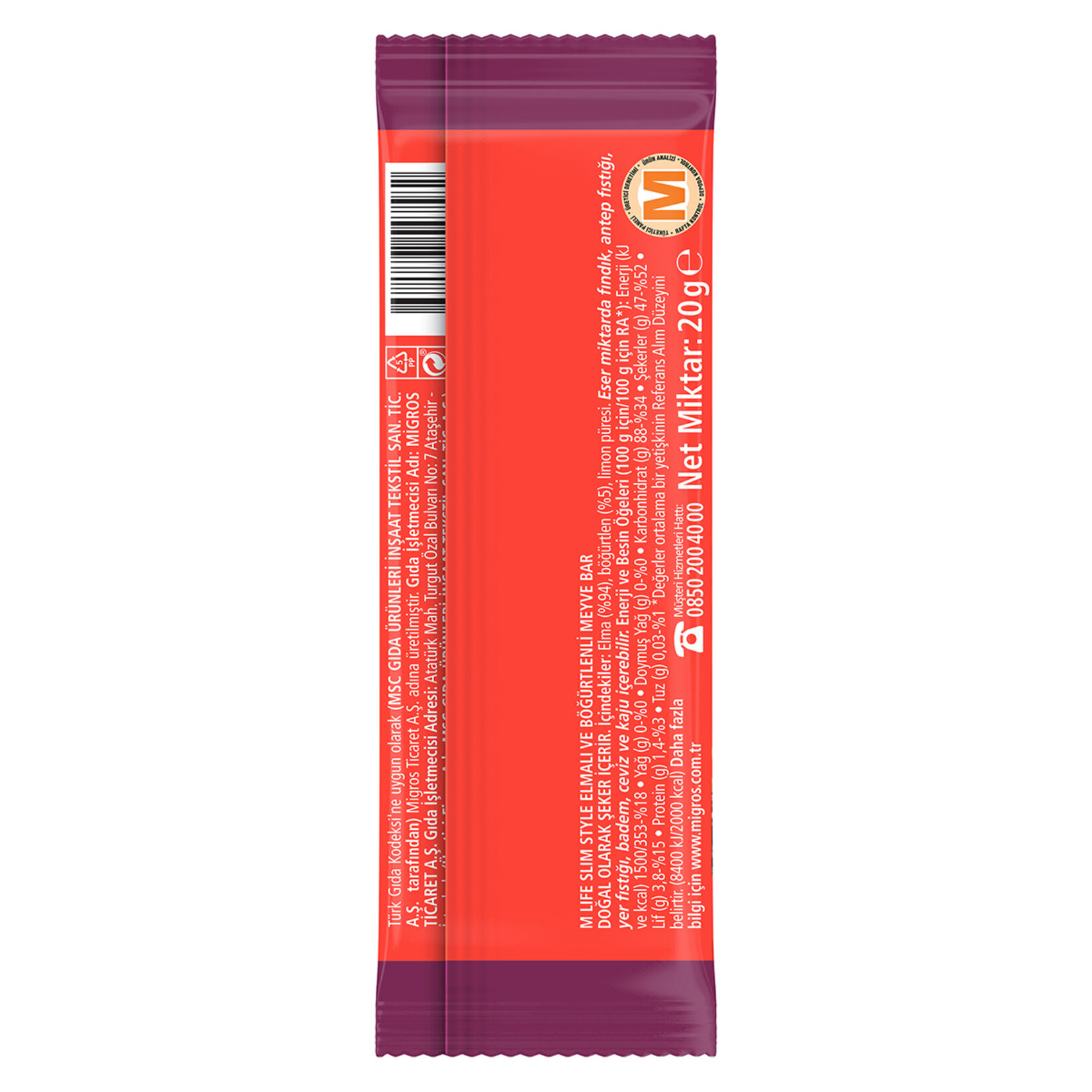 M Life Slim Style Elmalı & Böğürtlenli Meyve Bar 20 G - Görsel 2