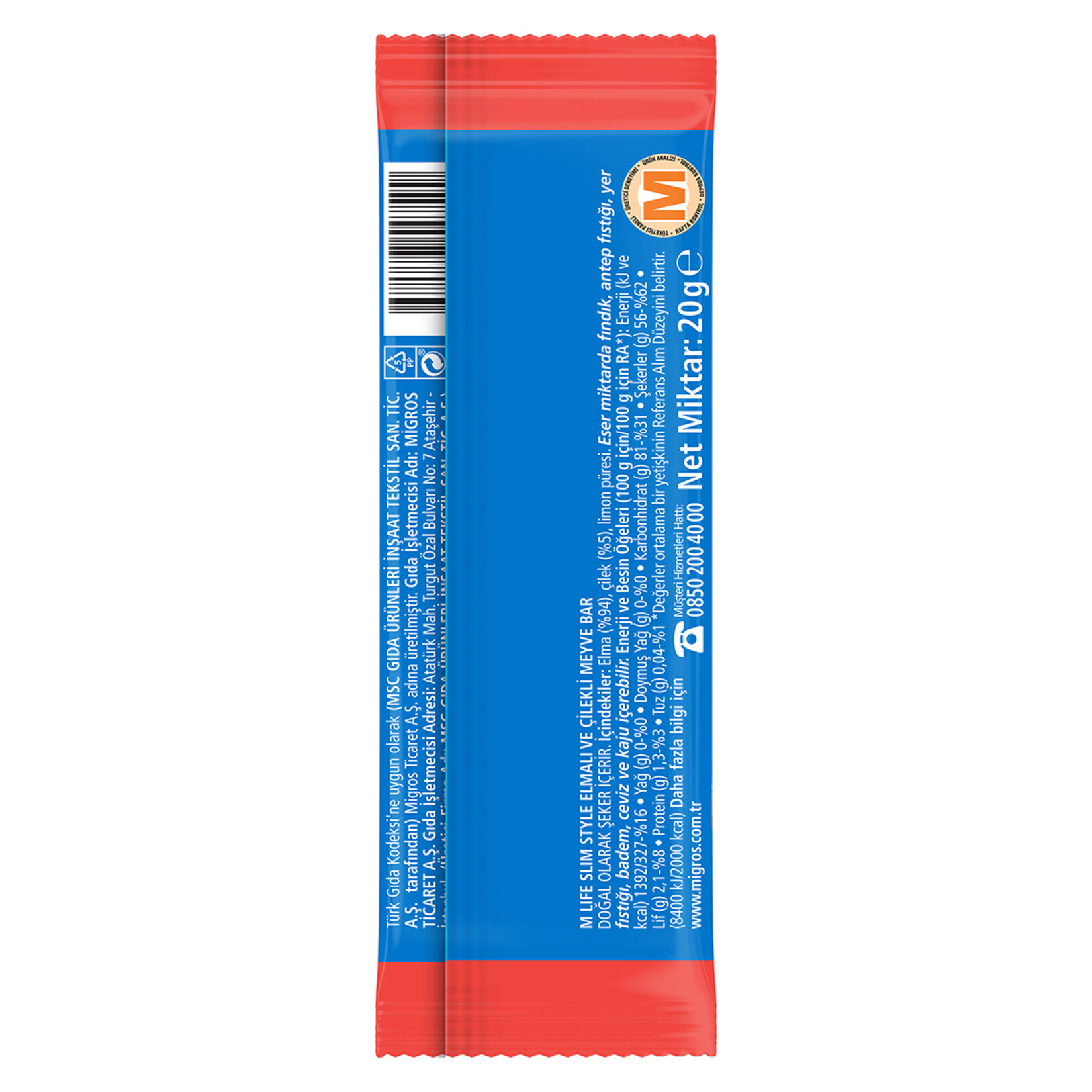 M Life Slim Style Elmalı & Çilekli Meyve Bar 20 G - Görsel 2