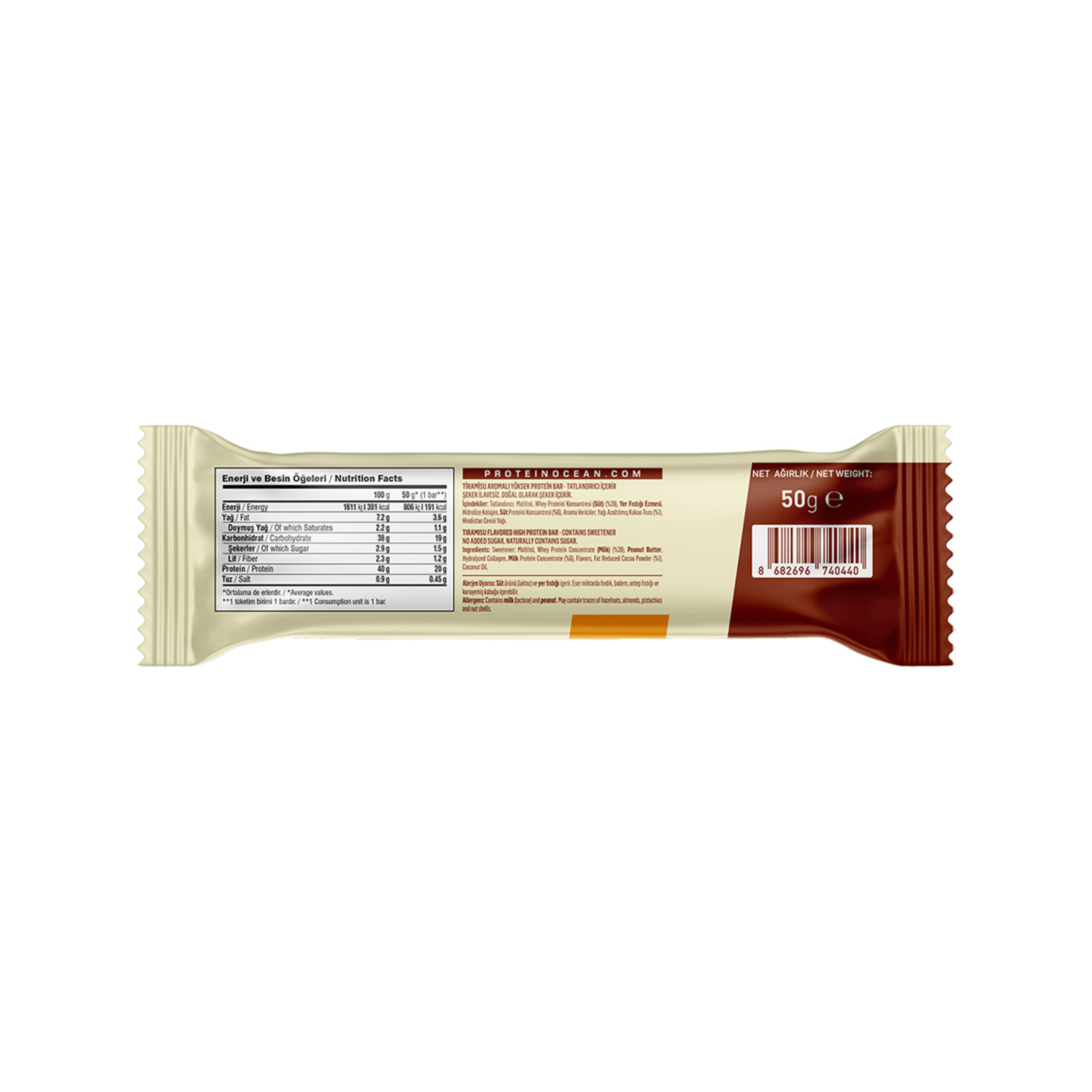 Protein Ocean Protein Bar Tiramisu 50 G - Görsel 2