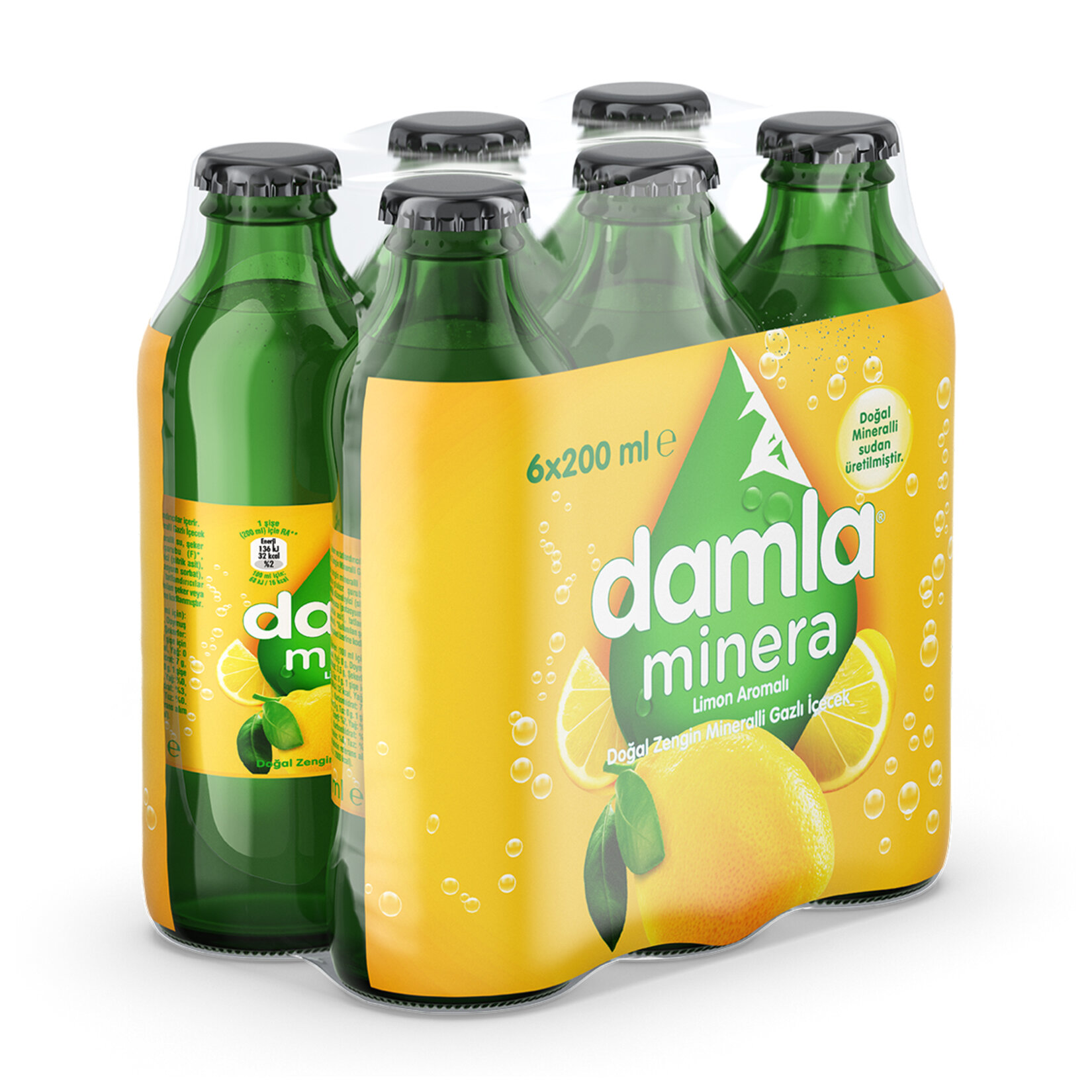 Damla Minera Limonlu Maden Suyu Cam Şişe 6x200 ML