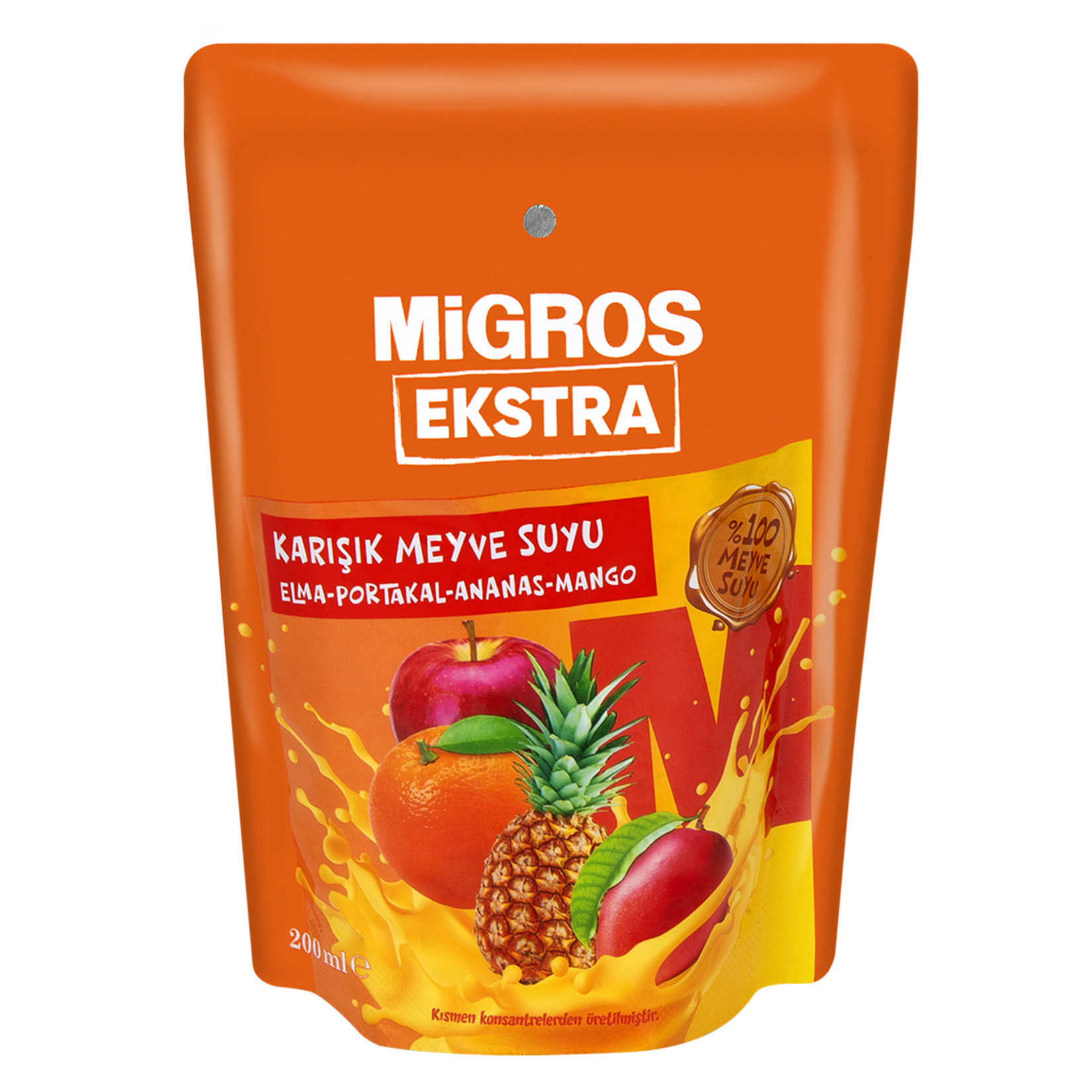 Migros Ekstra %100 Elma Portakal Ananas Mango Meyve Suyu 200 Ml - Görsel 1