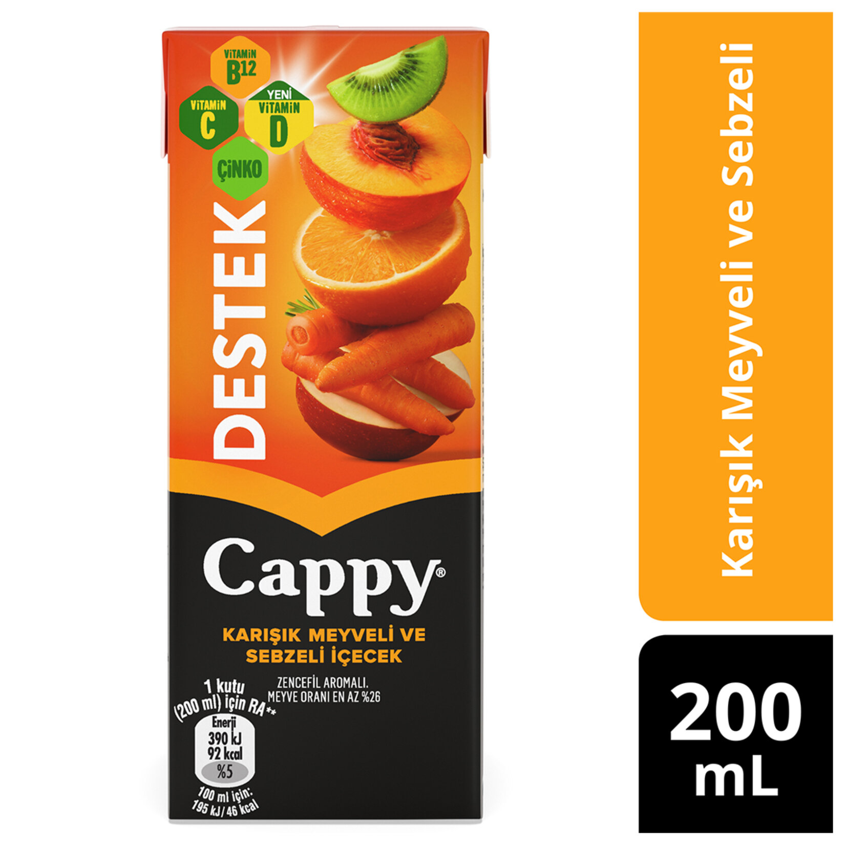 Cappy Destek Karışık Meyveli&Sebzeli İçecek 200 Ml - Görsel 1