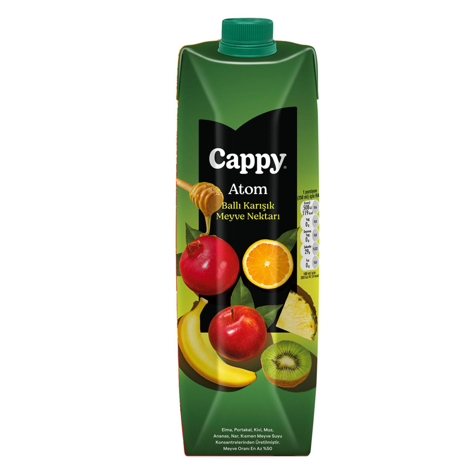 Cappy Atom Ballı Karışık Meyve Nektarı Karton Kutu 1 L