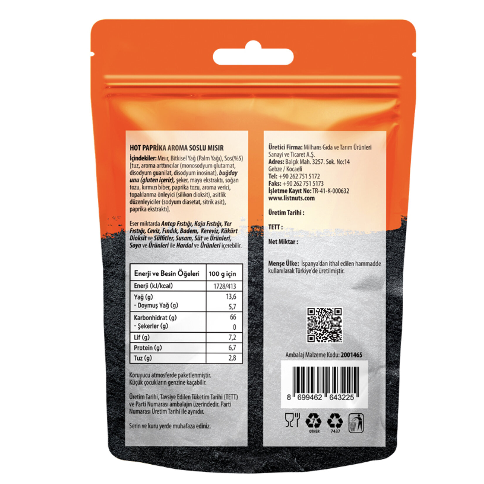 List Flavours Hot Paprika Soslu Mısır 75G - Görsel 2