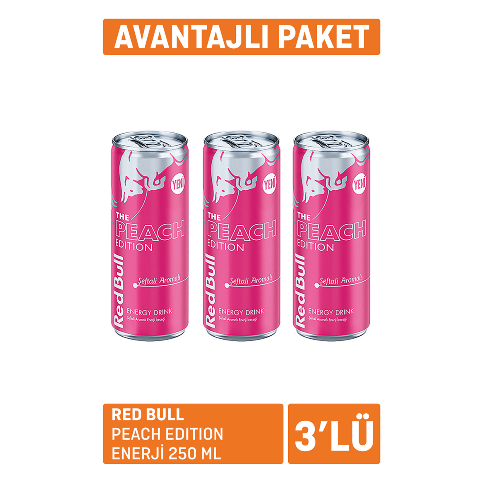 Red Bull Peach Edition Enerji 3 x 250 Ml