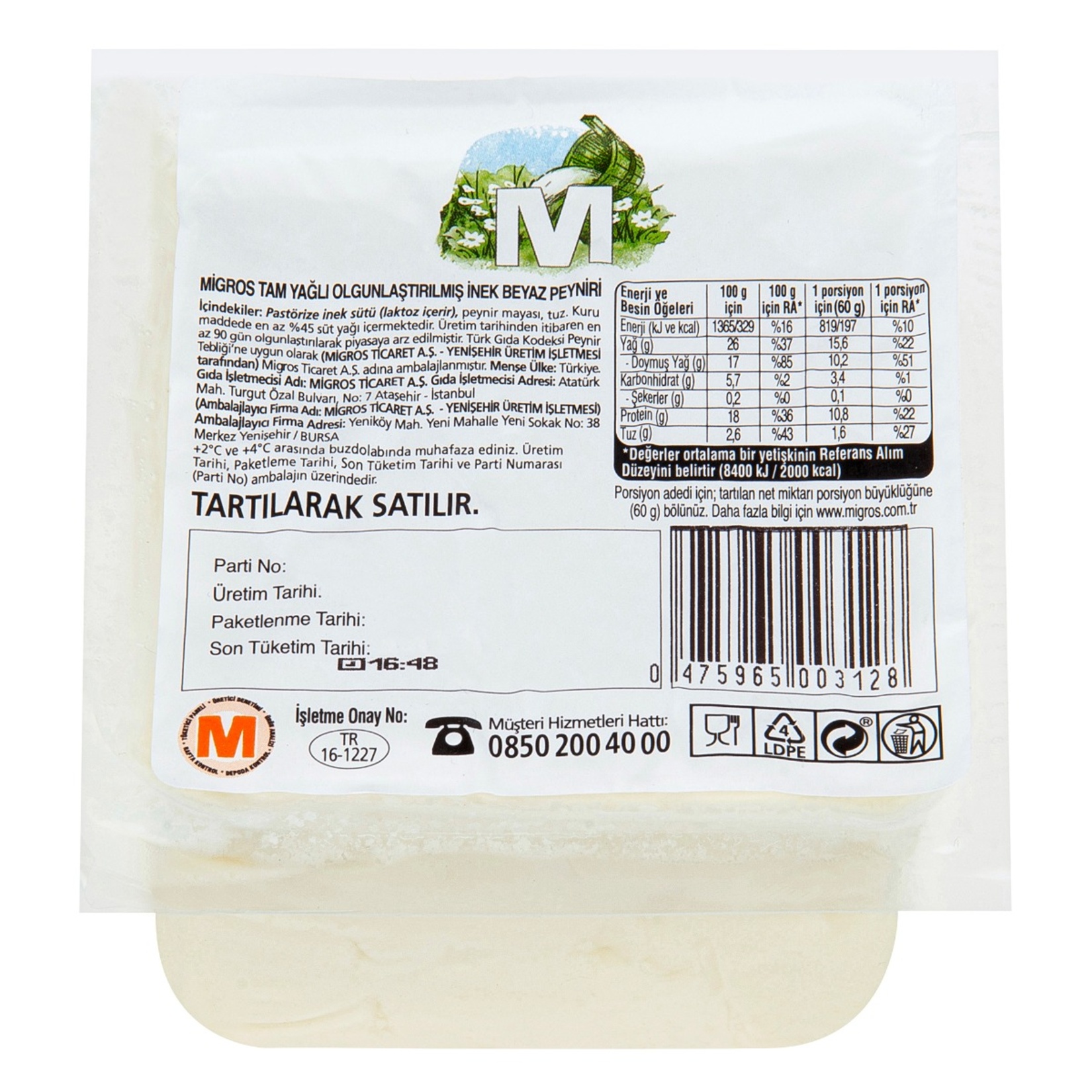 Migros Tam Yağlı Olgunlaşmış İnek Beyaz Peyniri Kg - Görsel 1