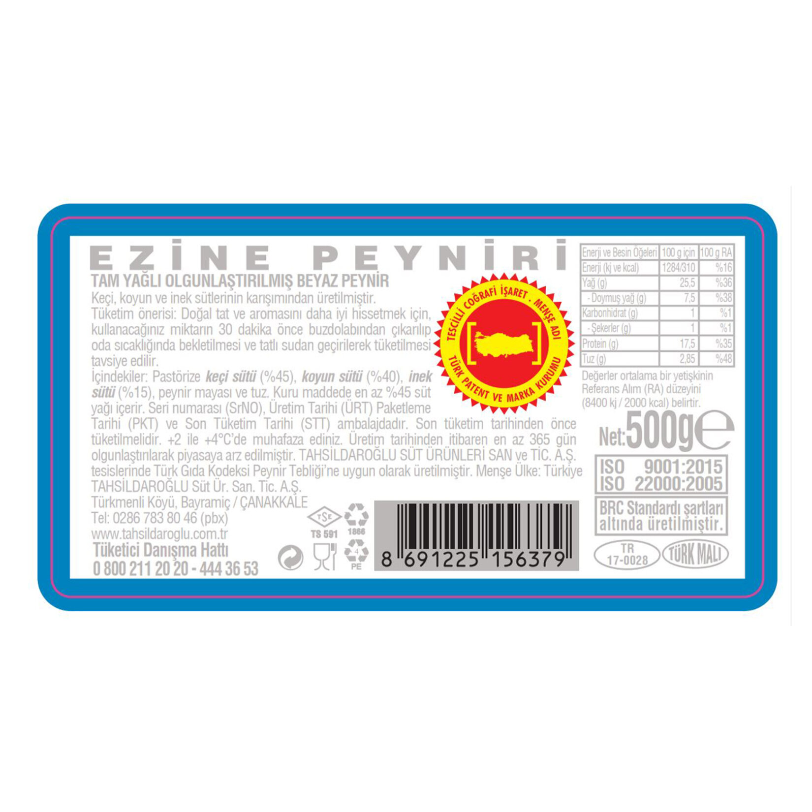 Tahsildaroğlu Ezine Peyniri 500 G (%45 Keçi %40 Koyun %15 İnek) - Görsel 2