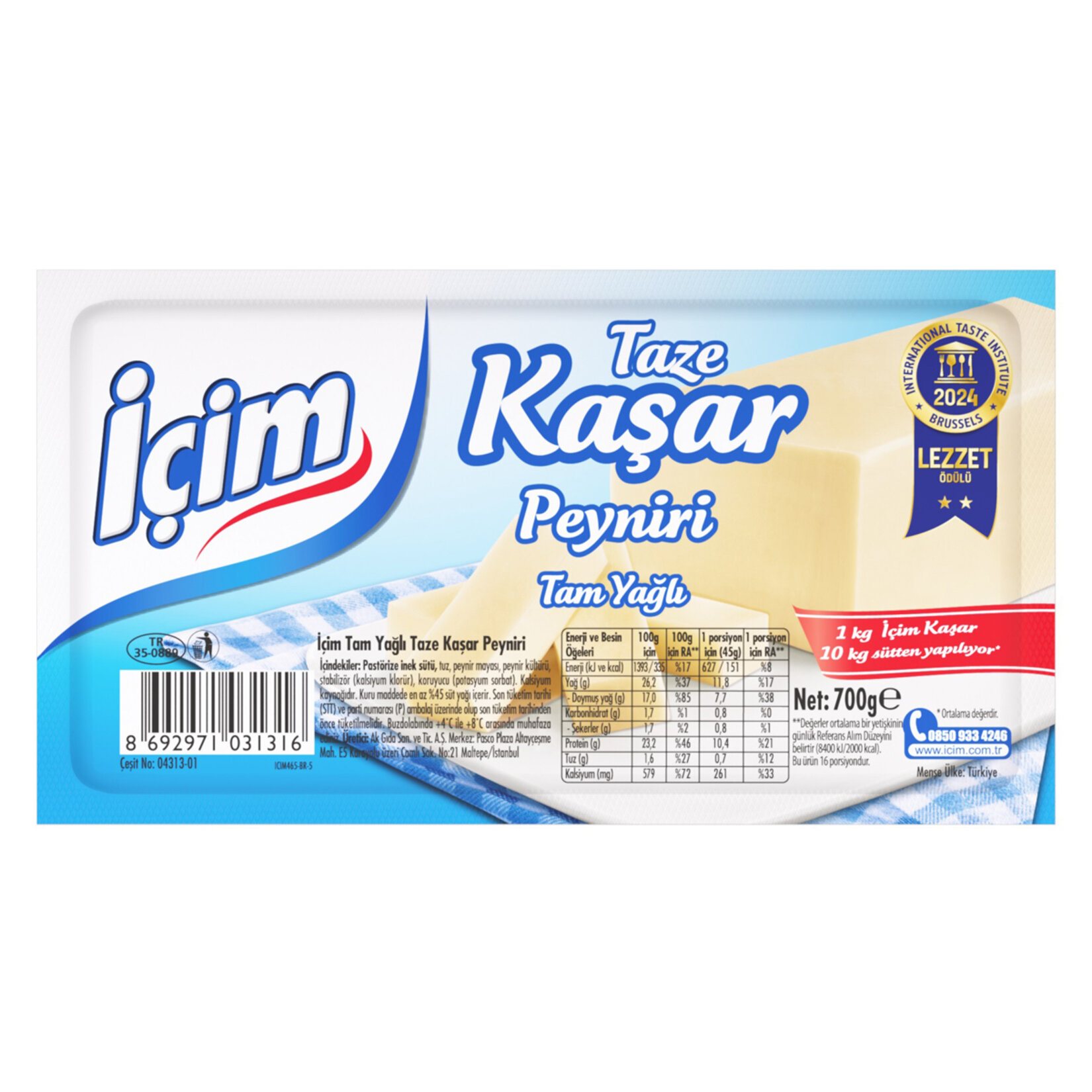 İçim Taze Kaşar Peyniri 700 G - Görsel 2