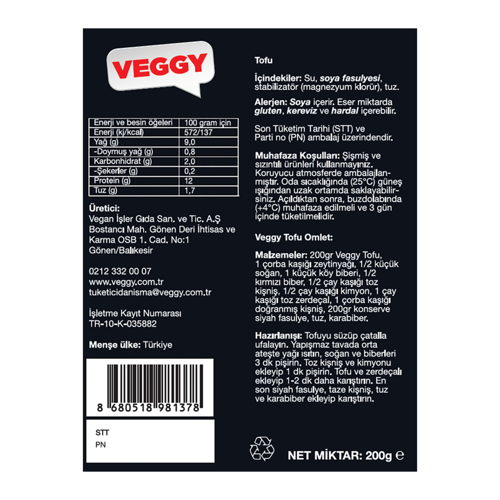 Veggy Tofu 200 G - Görsel 2