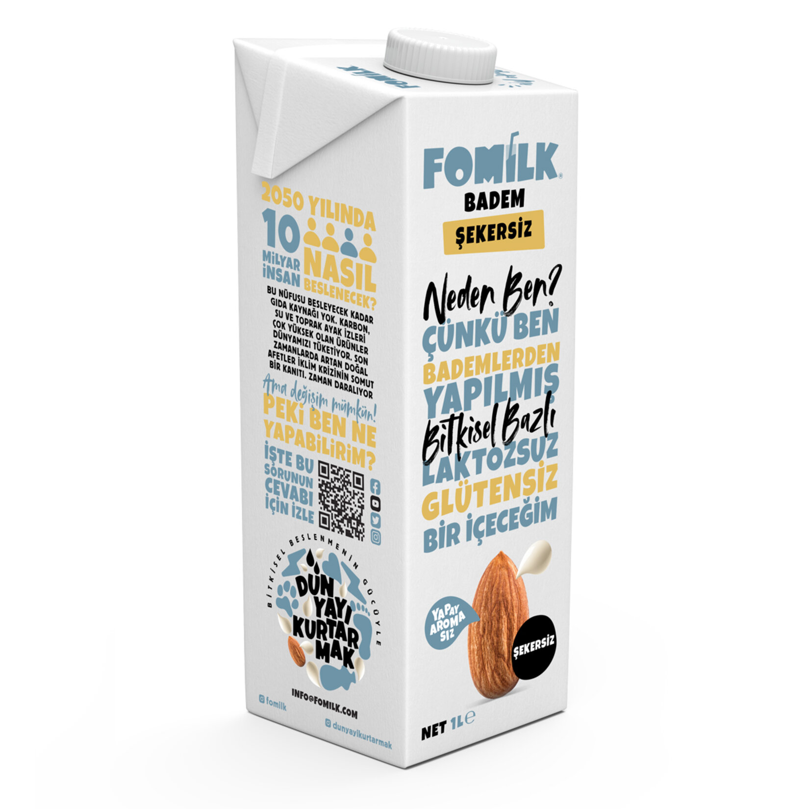 Fomilk Badem Şekersiz 1 L - Görsel 2