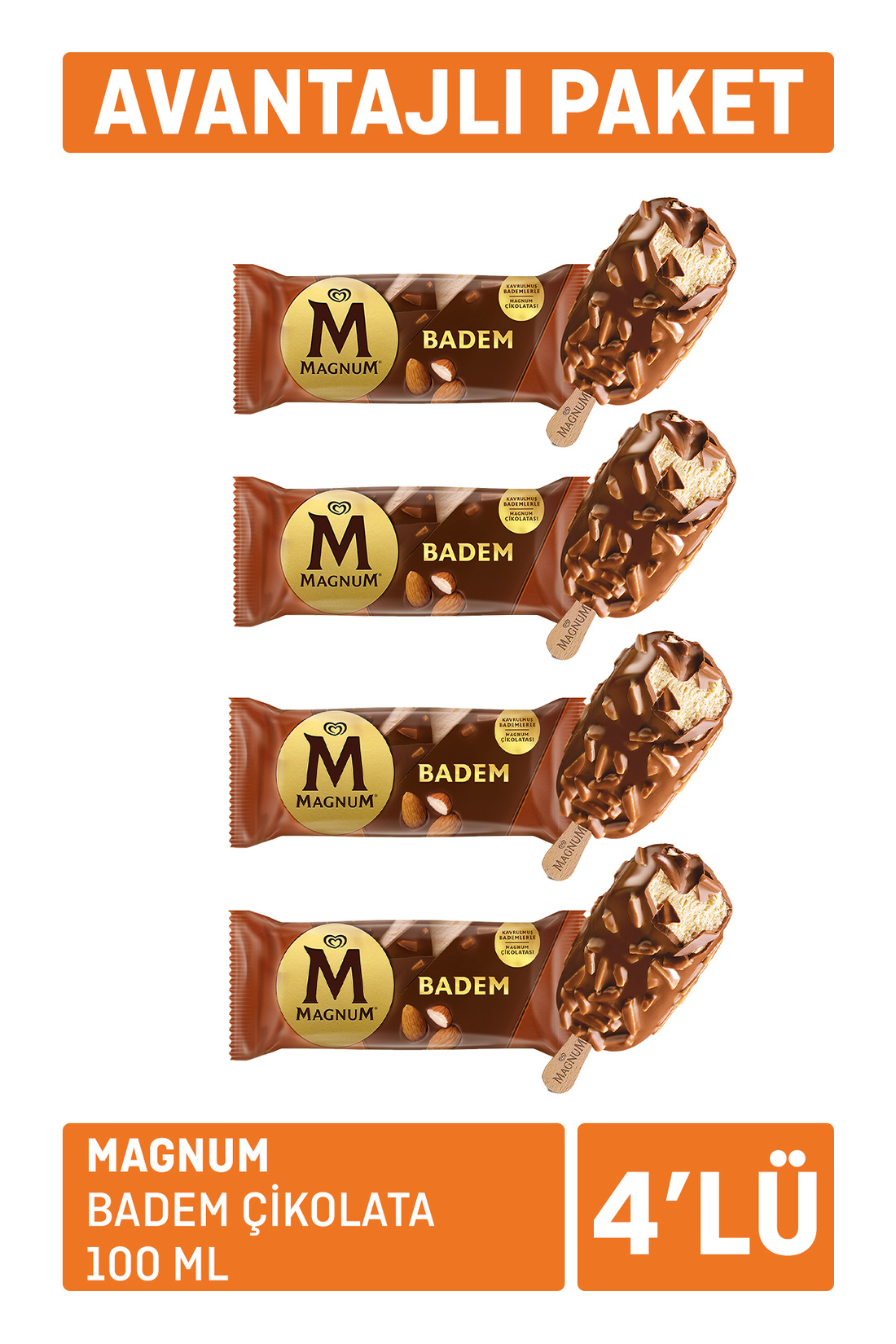 Magnum Badem Çikolata 100 Ml x 4