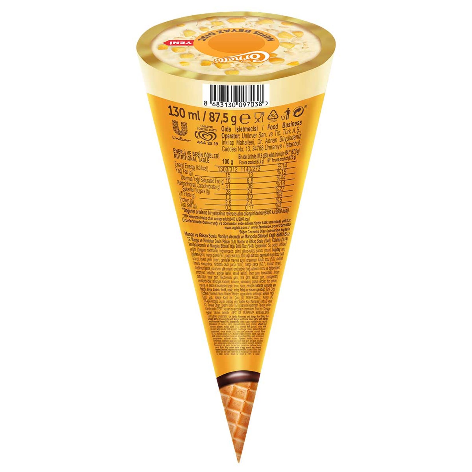 Algida Cornetto Disc Max Mango 130 Ml - Görsel 3