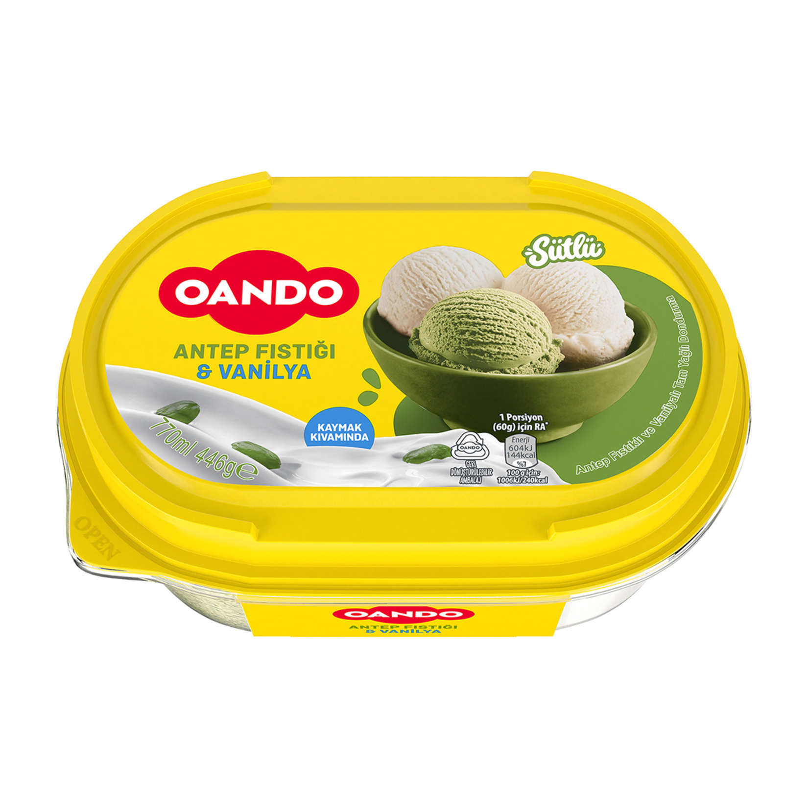 Oando Antep Fıstıklı ve Vanilyalı Kutu Dondurma 770 Ml - Görsel 2