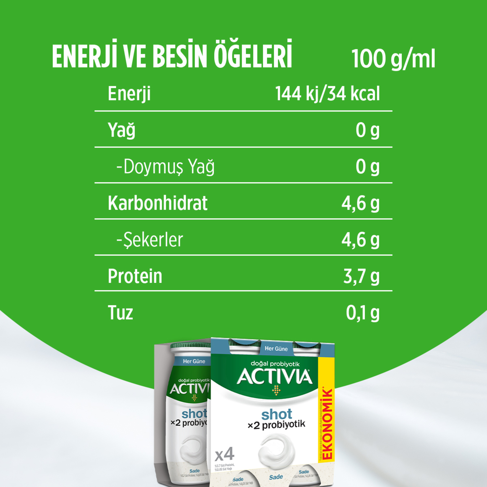 Activia Shot X2 Probiyotik Sade 4 x 80 Ml - Görsel 4