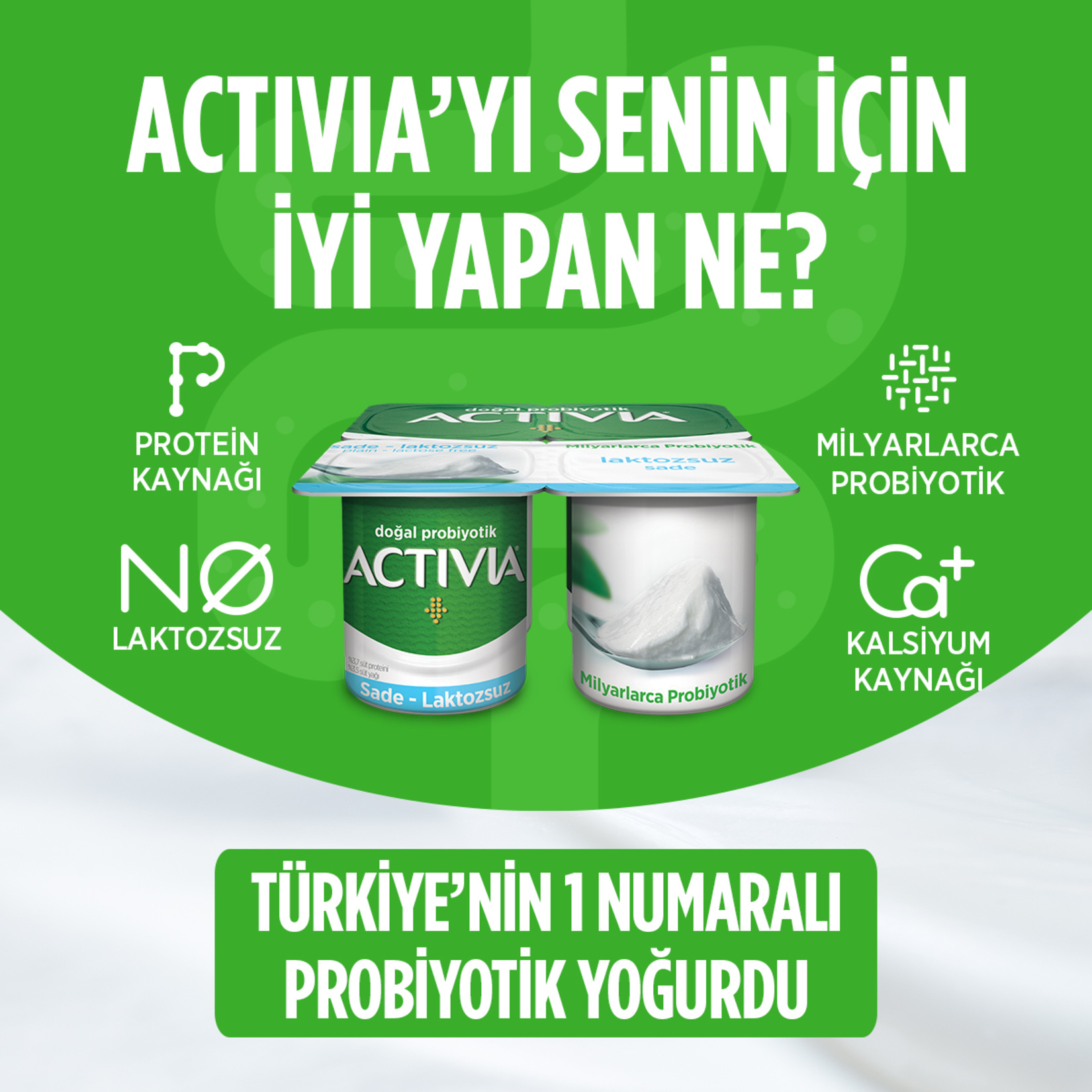 Activia Probiyotik Laktozsuz Sade Yoğurt 4 x 100 G - Görsel 2