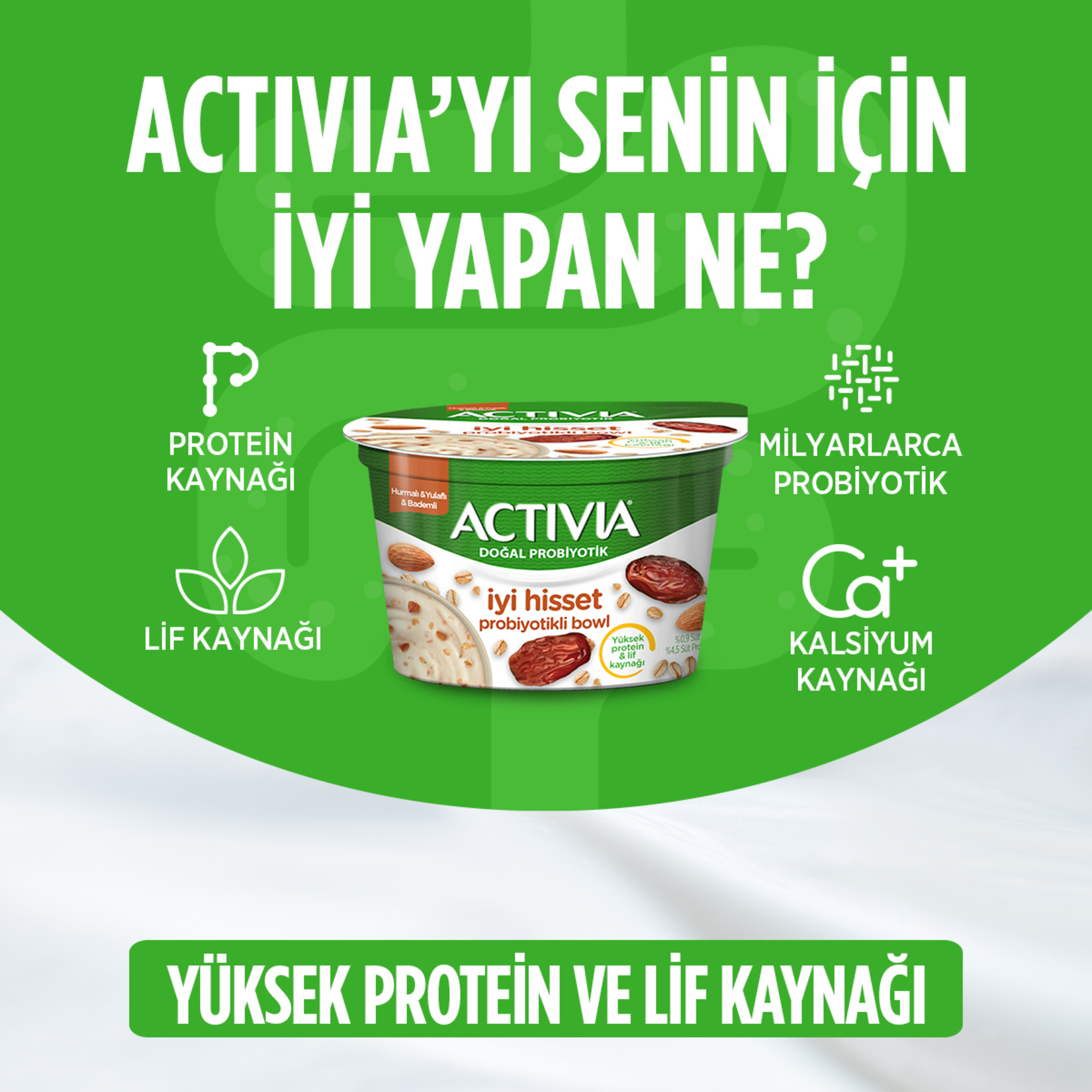 Activia İyi Hisset Probiyotik Bowl Hurma & Yulaf & Badem 150 G - Görsel 2