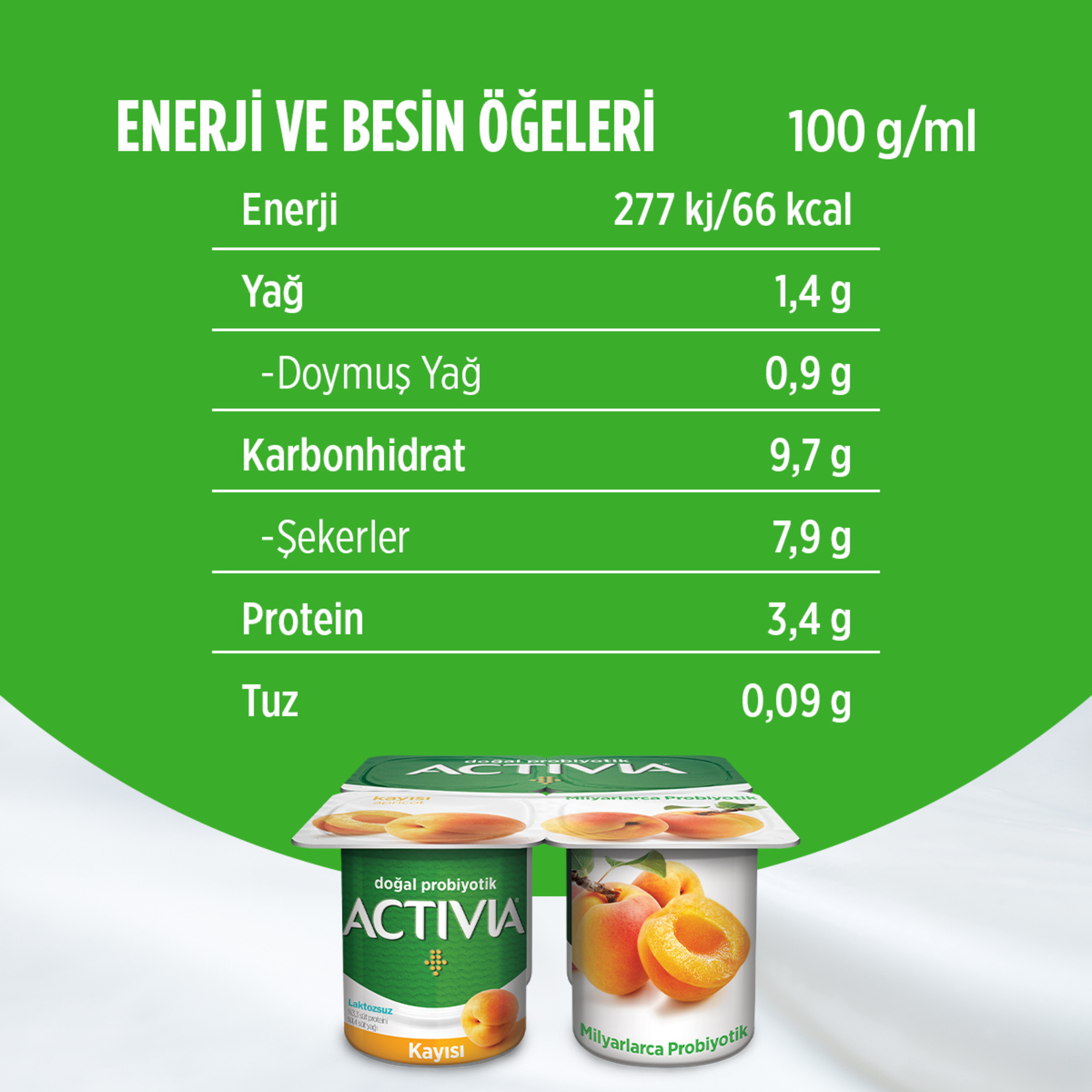 Activia Doğal Probiyotik Kayısılı Yoğurt 4 x 100 G - Görsel 4