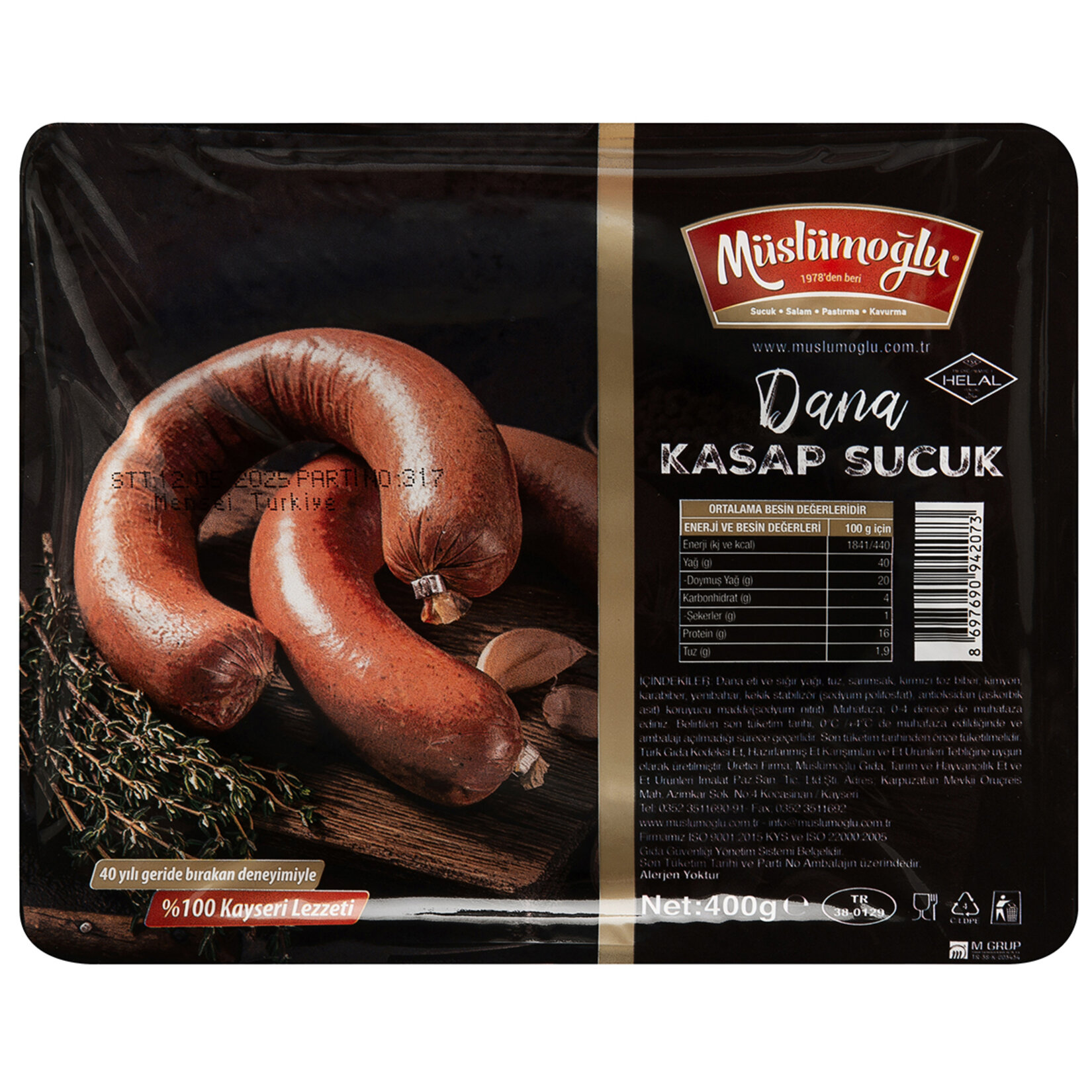 Müslümoğlu Kasap Sucuk 400 G