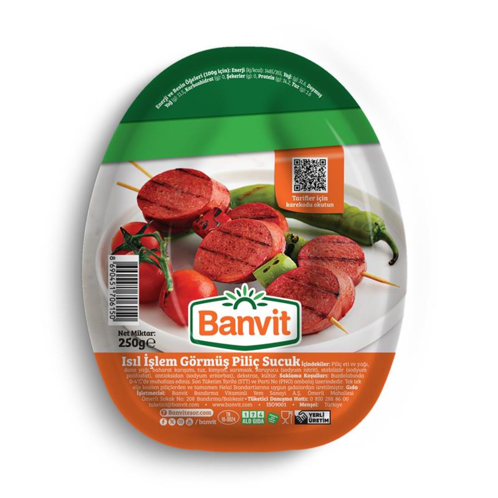 Banvit Isıl İşlem Görmüş Piliç Sucuk 250 G