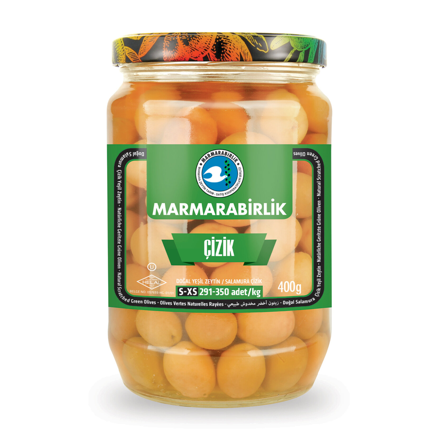 Marmara Birlik Çizik Yeşil Zeytin 291-350Adet/ Kg 400G