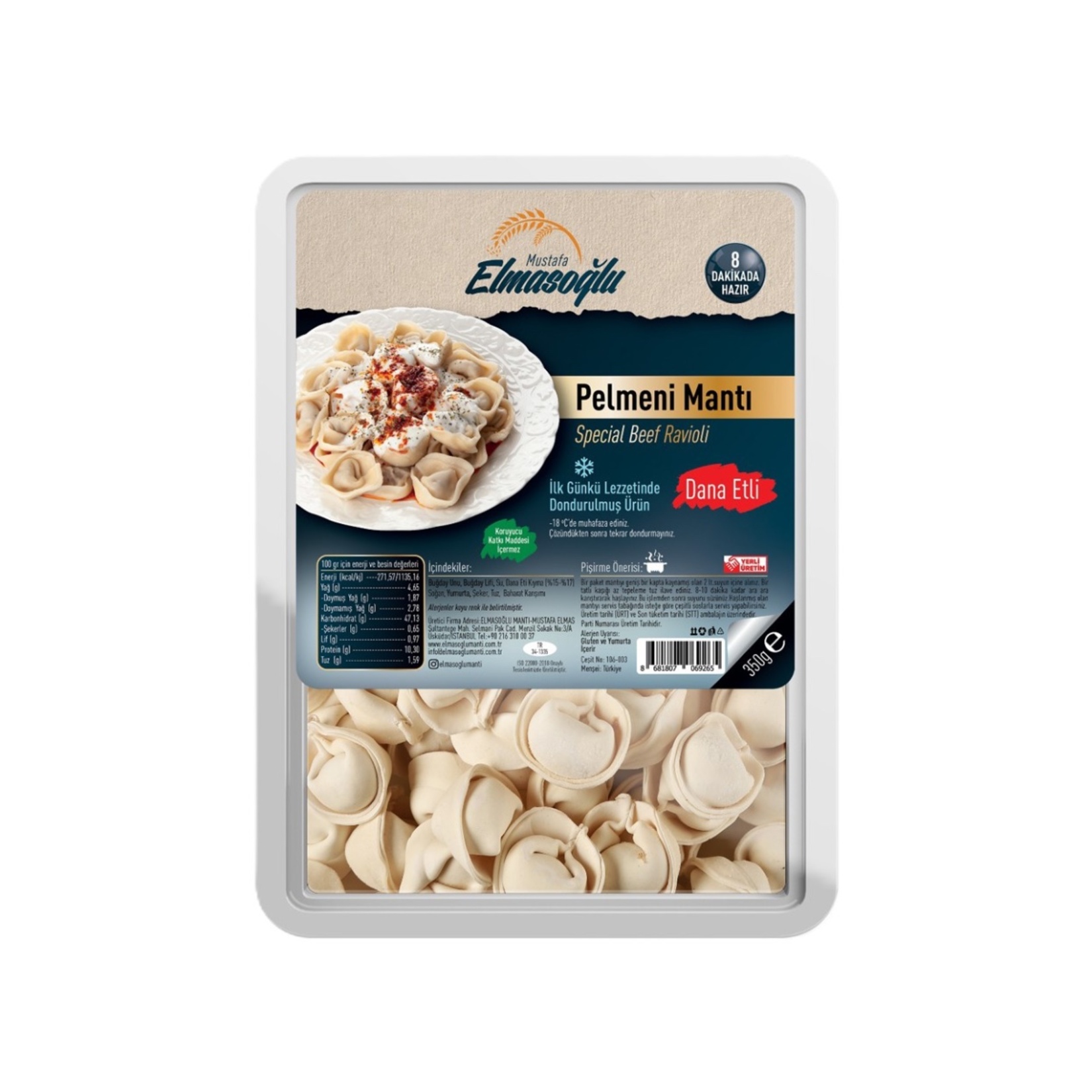 Elmasoğlu Pelmeni Mantı Dana Etli 350 G