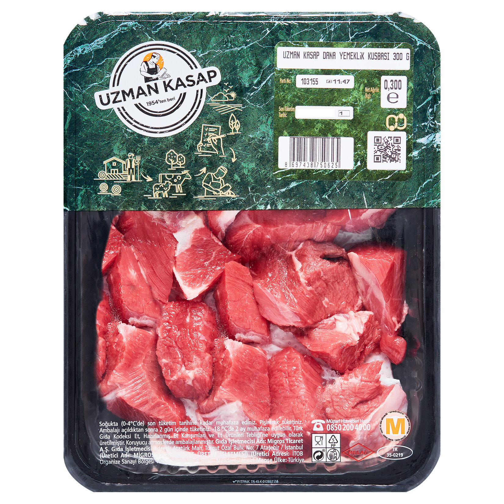 Uzman Kasap Dana Kuşbaşı 300 G