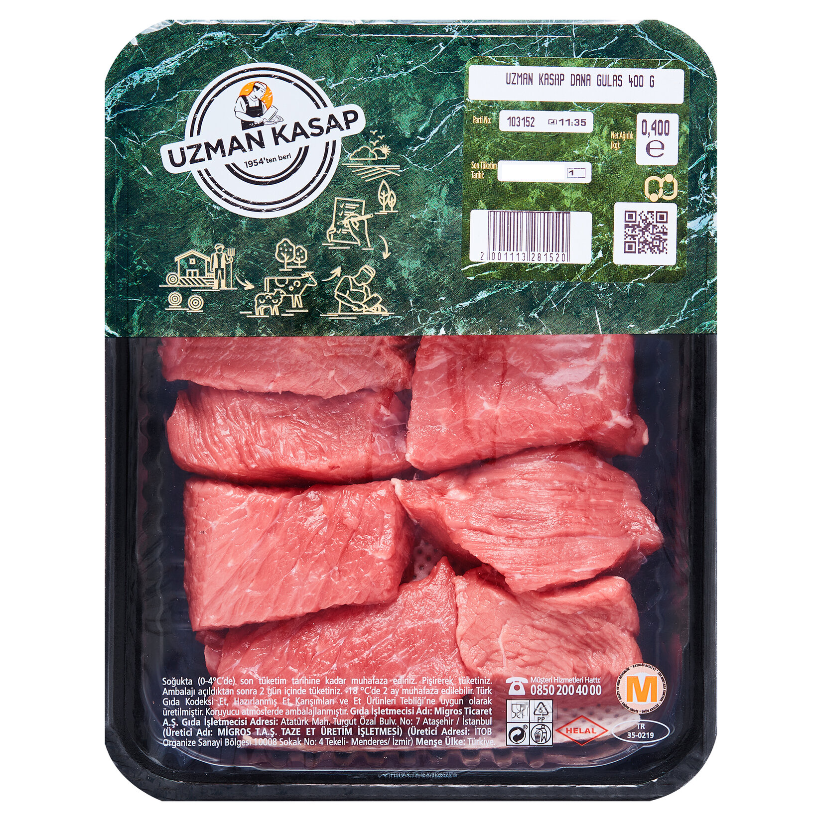 Uzman Kasap Dana Gulaş 400 G