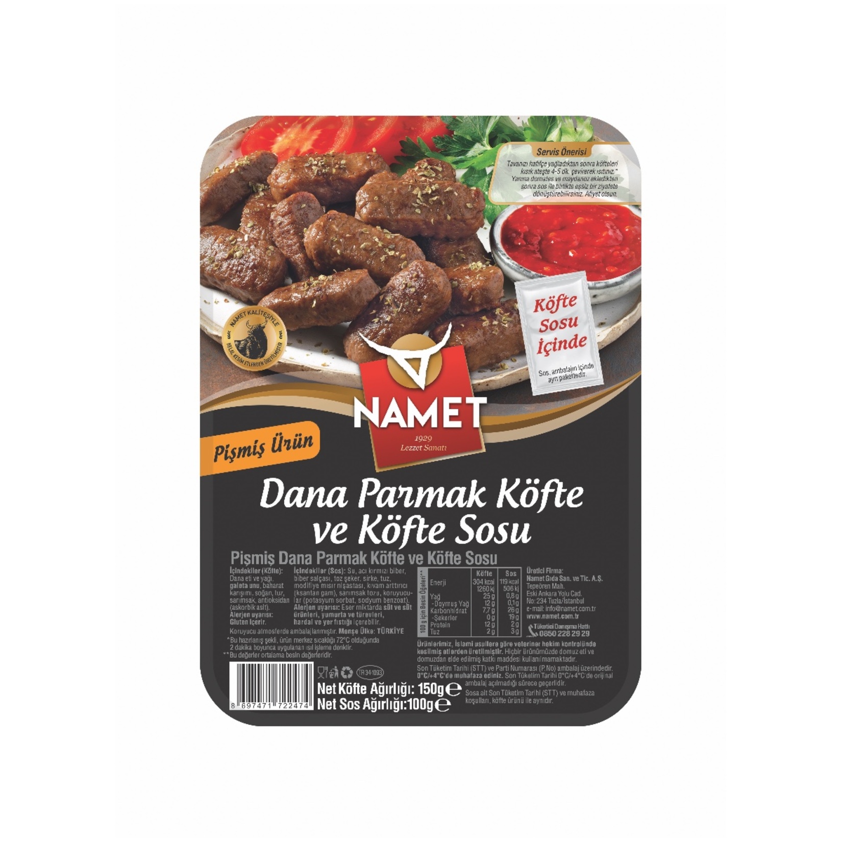Namet Soslu Dana Parmak Köfte 150 + 100 G