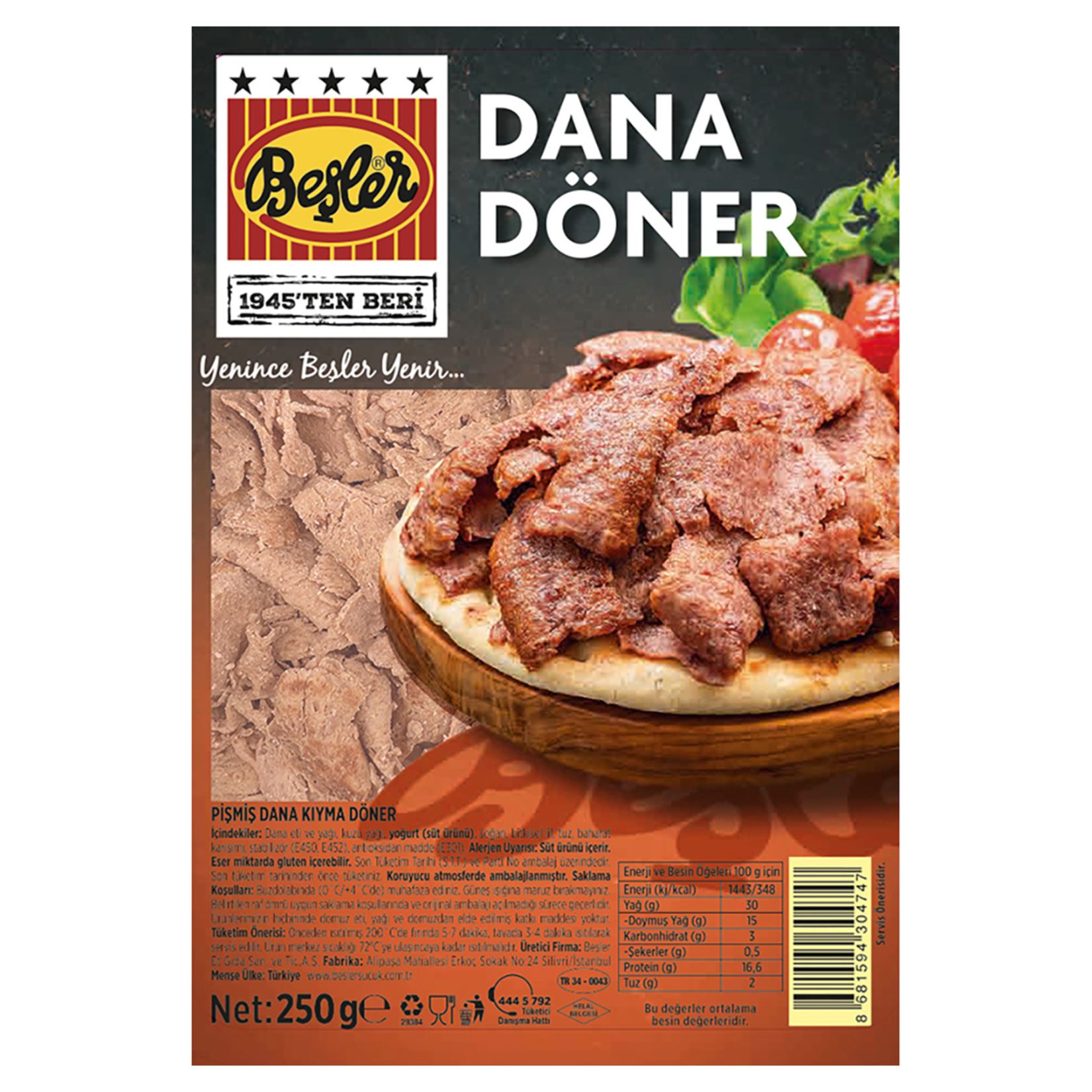 Beşler Dana Döner 250 G