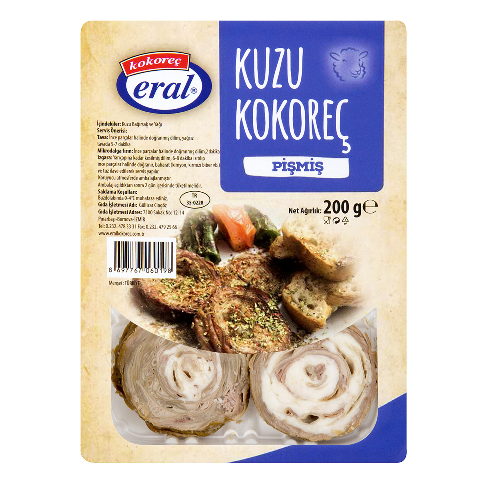 Eral Kuzu Kokoreç Dilimli Yarı Pişmiş&nbsp;200 G