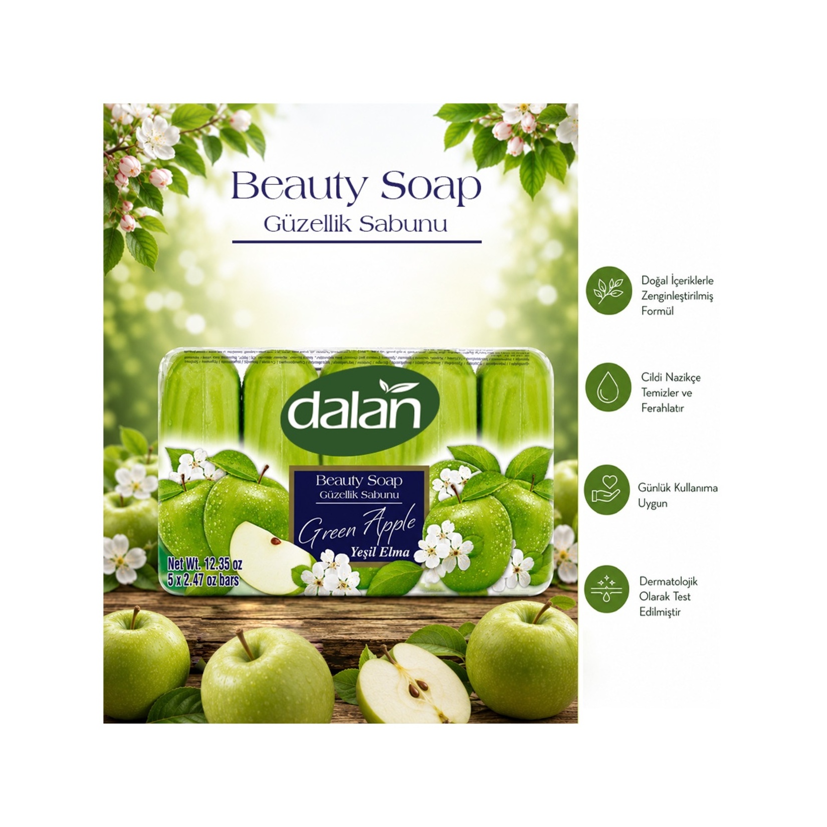 Dalan Yeşil Elma Güzellik Sabunu 5x70 G - Görsel 2