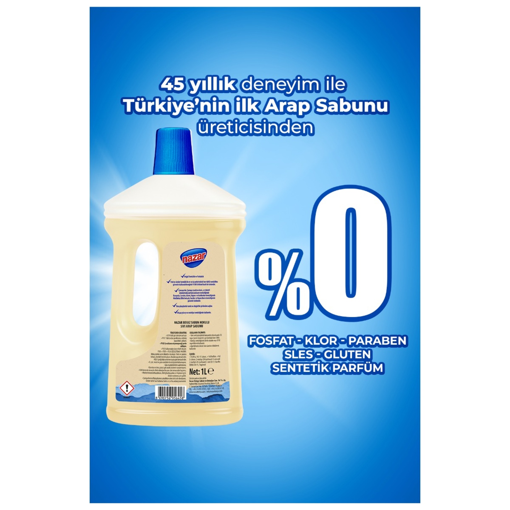 Nazar Bio Beyaz Sabun Kokulu Sıvı Arap Sabunu 1 L - Görsel 9