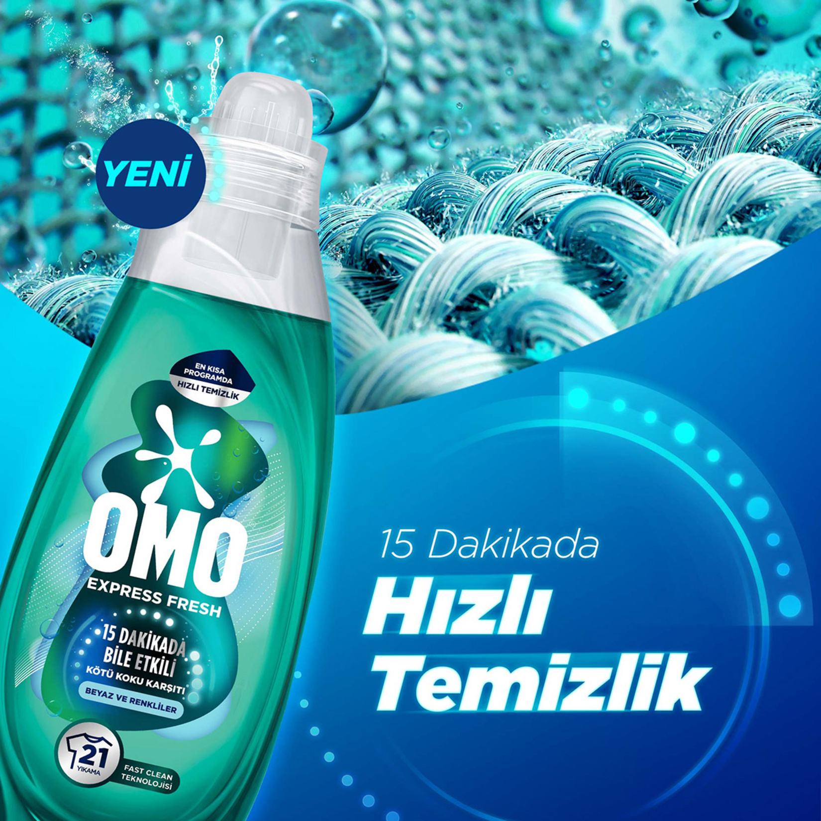 Omo Express Fresh  Renkliler ve Beyazlar Sıvı Deterjan 840 Ml - Görsel 3