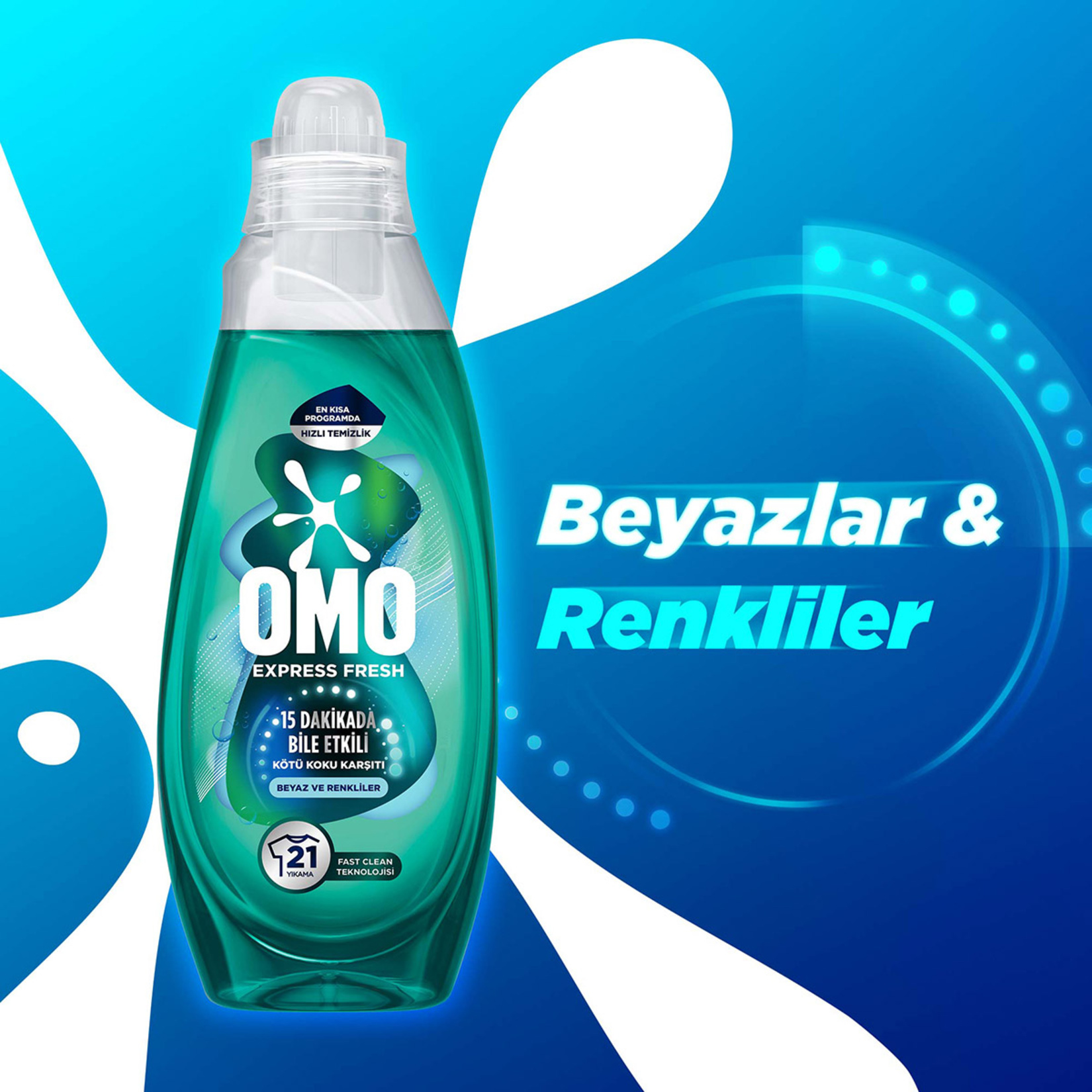 Omo Express Fresh  Renkliler ve Beyazlar Sıvı Deterjan 840 Ml - Görsel 5