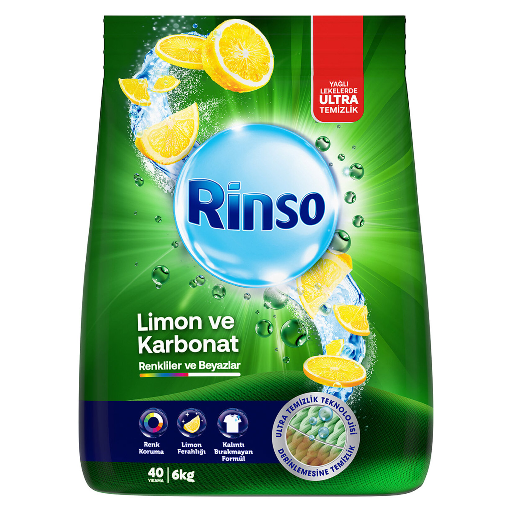 Rinso Toz Çamaşır Deterjanı Limon ve Karbonat Renkliler ve Beyazlar için Derinlemesine Temizlik 6 Kg - Görsel 1