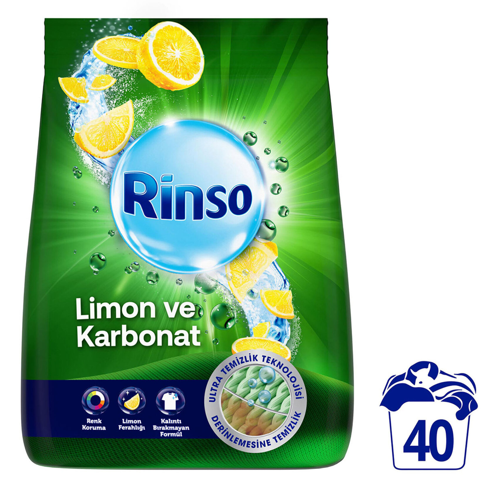 Rinso Toz Çamaşır Deterjanı Limon ve Karbonat Renkliler ve Beyazlar için Derinlemesine Temizlik 6 Kg - Görsel 2