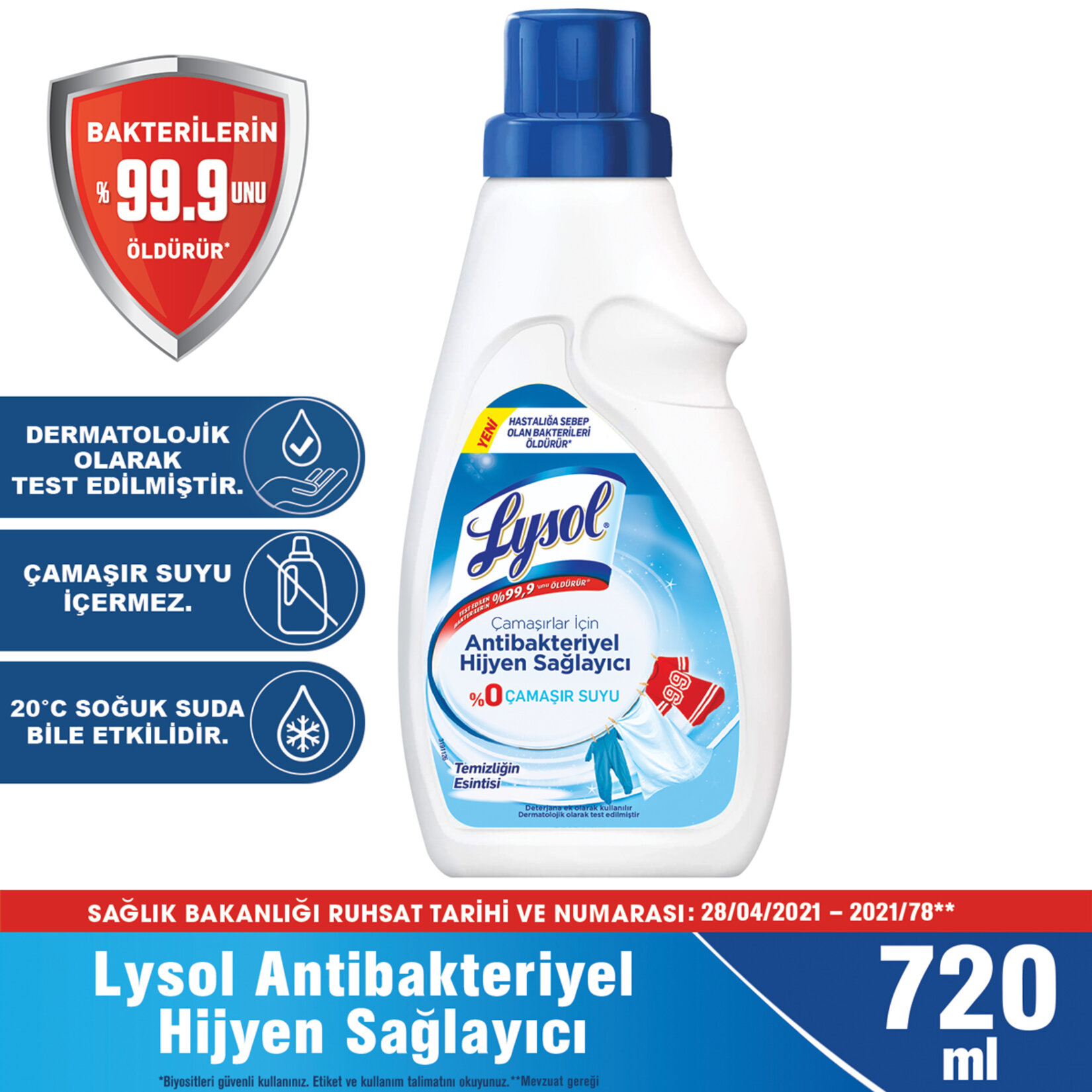Lysol Çamaşırlar İçin Antibakteriyel Hijyen Sağlayıcı 720 Ml - Görsel 2