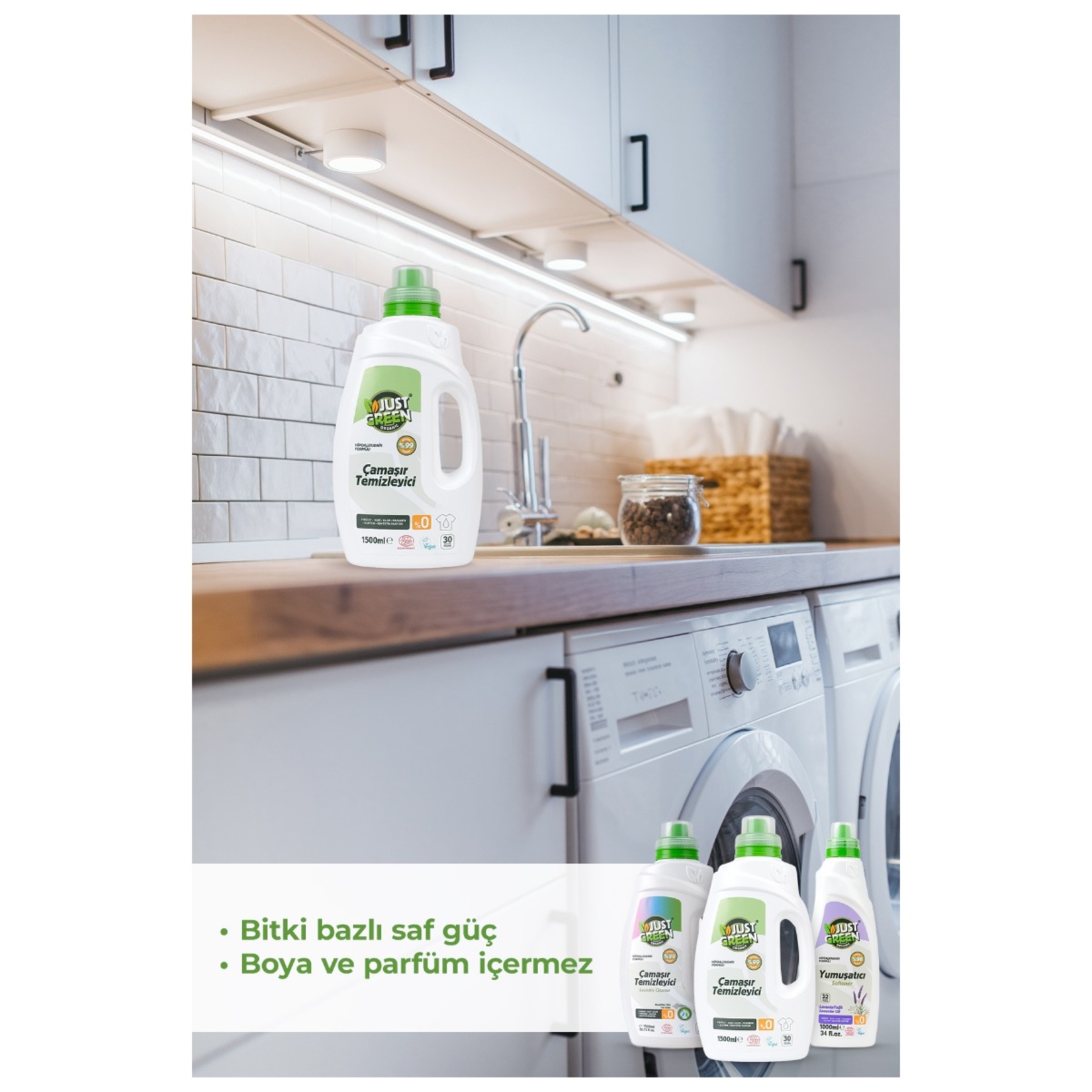 Just Green Organic Çamaşır Temizleyici 30 Yıkama 1.5 L - Görsel 8