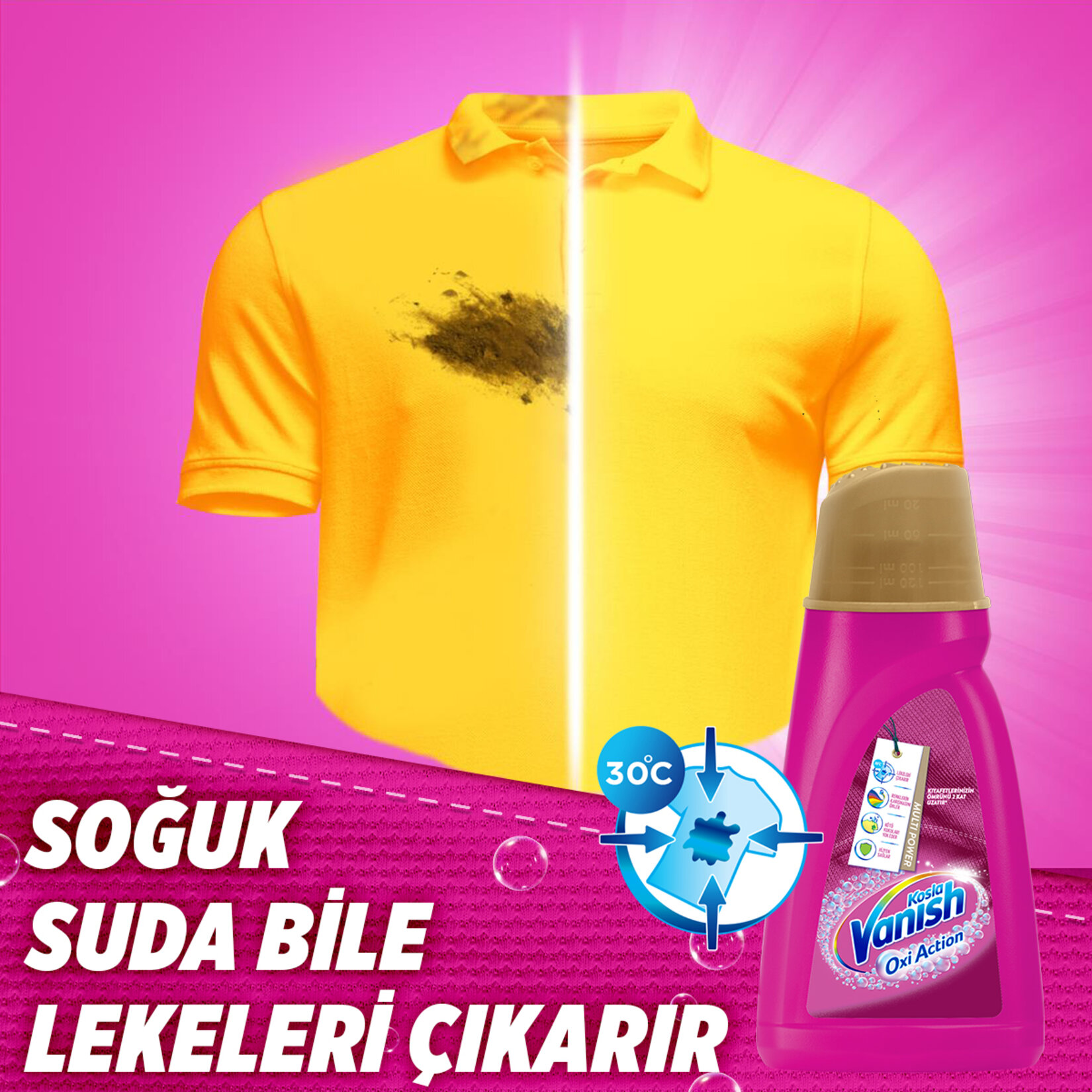 Vanish Kosla Multipower Sıvı Leke Çıkarıcı ve Deterjan Güçlendirici 1400 ml Renkliler İçin - Görsel 3