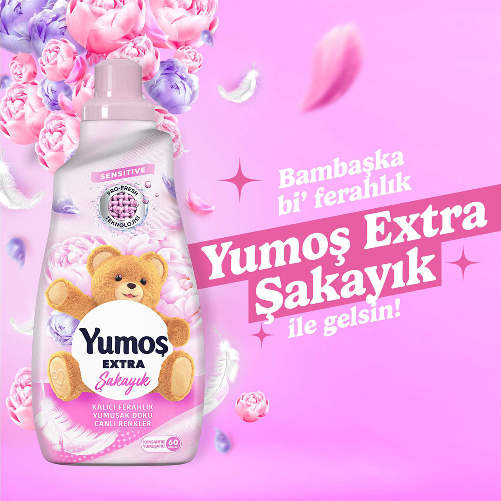 Yumoş Extra Konsantre Çamaşır Yumuşatıcı Şakayık 1440 ml 60 Yıkama - Görsel 4