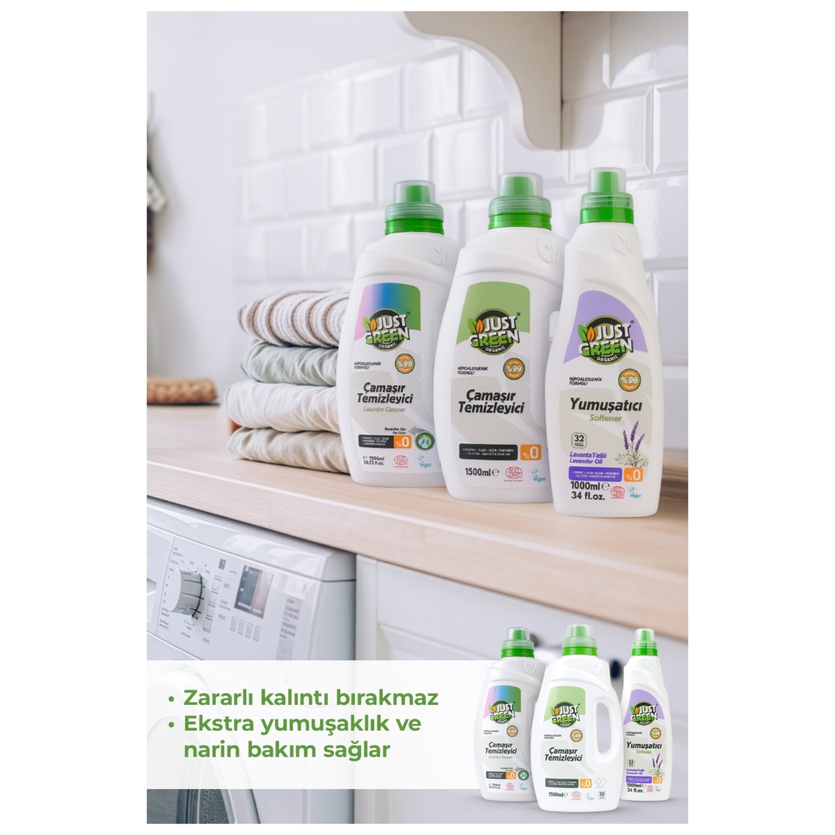 Just Green Organic Yumuşatıcı 32 Yıkama 1 L - Görsel 7