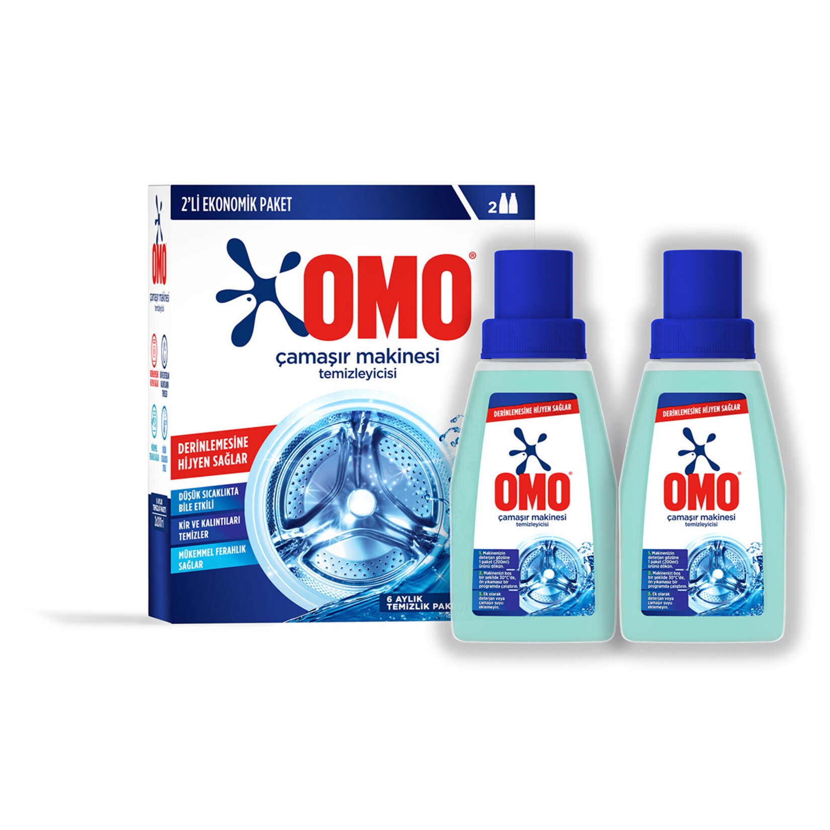 Omo Çamaşır Makinesi Temizleyicisi Çam Esintisi 2x200 Ml - Görsel 1